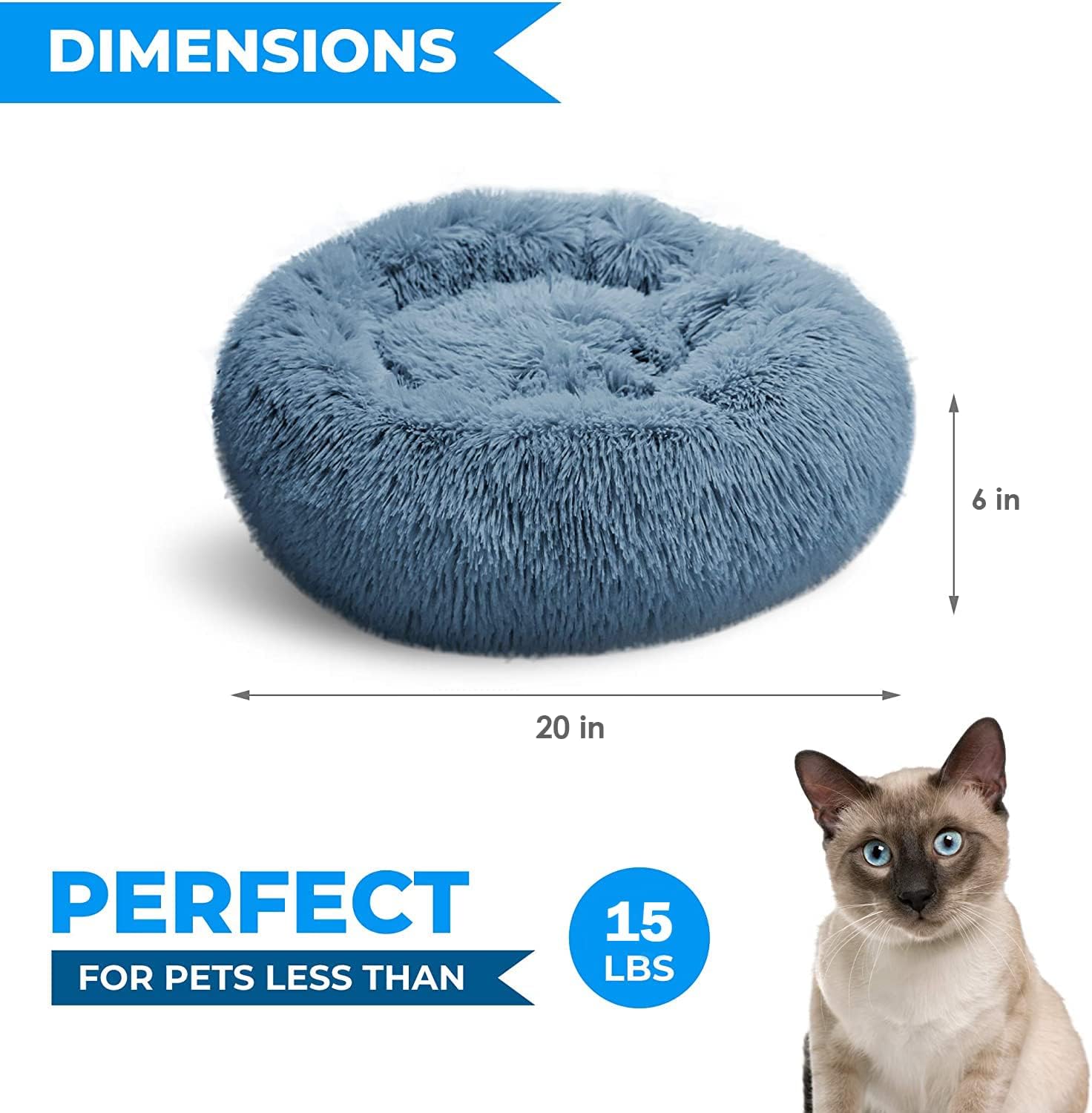 Whiskers & Friends Cat Bed, Cat Beds for Indoor Cats Washable, Orthopedic Soft Fluffy Round Calming Pet Bed for Small to Large Kitty Kittens & Dogs, Small Dog Beds & Furniture - Image 2