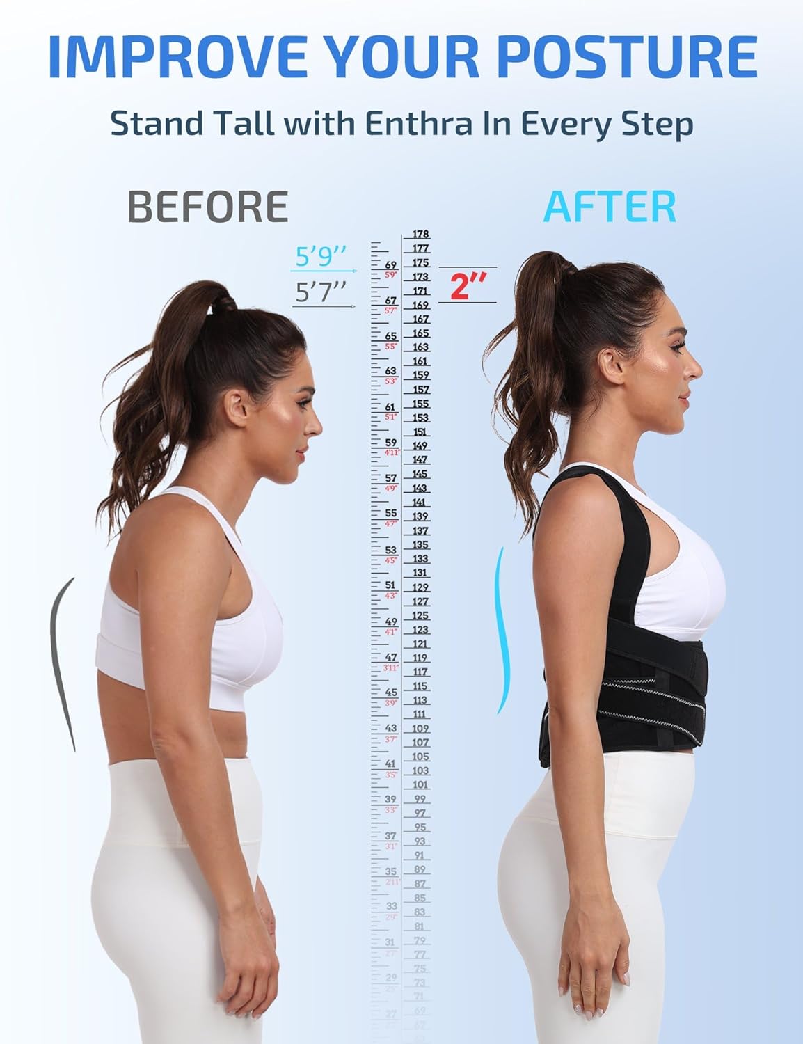 Posture Corrector for Women and Men with Bionic System, Precise Full Back Support Back Brace for Upper and Lower Back Pain Relief with Two 3D Pads - Image 3