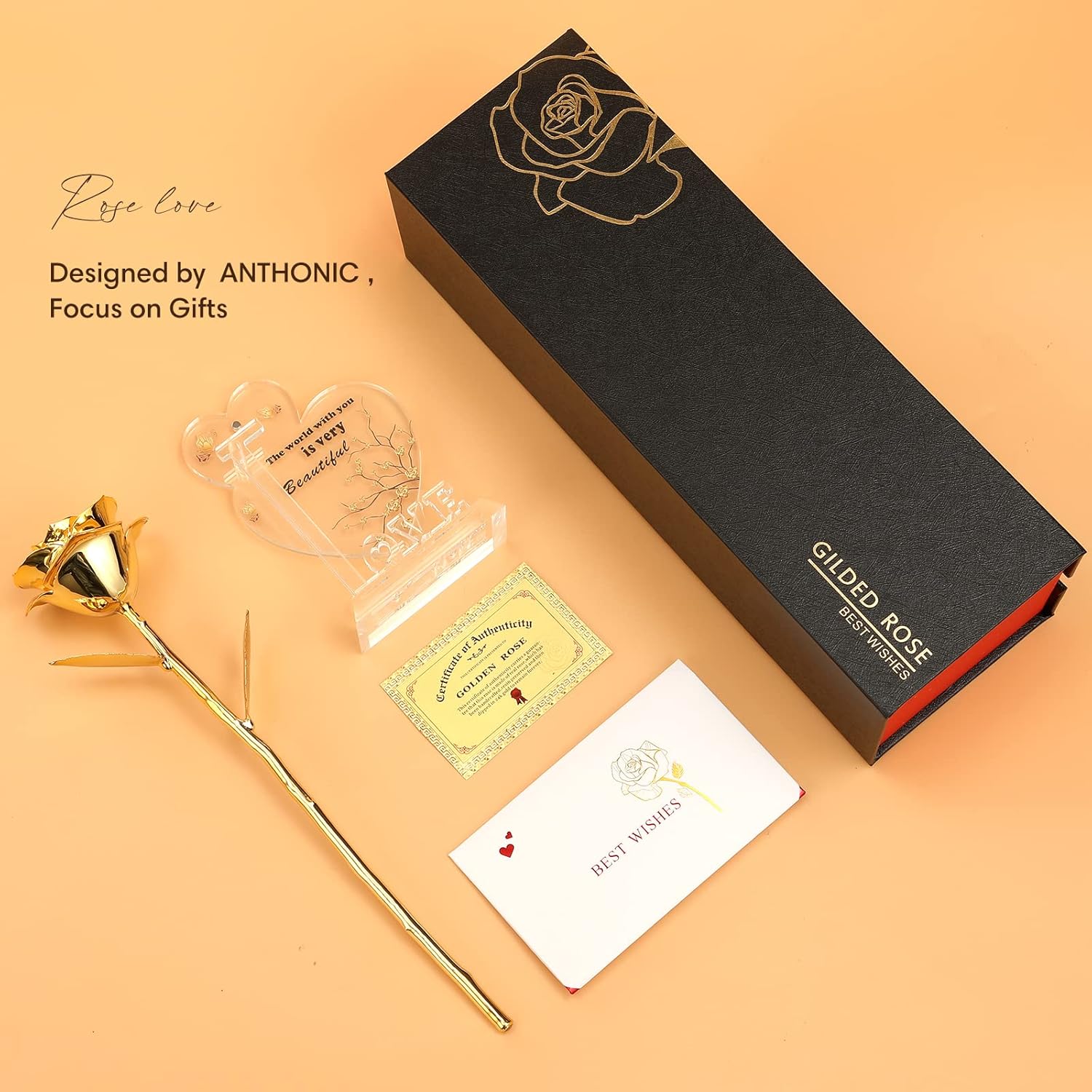 Gold Dipped Rose Real 24K Gold Rose, Genuine One of a Kind Rose Hand Dipped in 24K Golden Roses Romantic Gifts for Women in Her Birthday Anniversary Valentines Day Mothers Day - Image 7