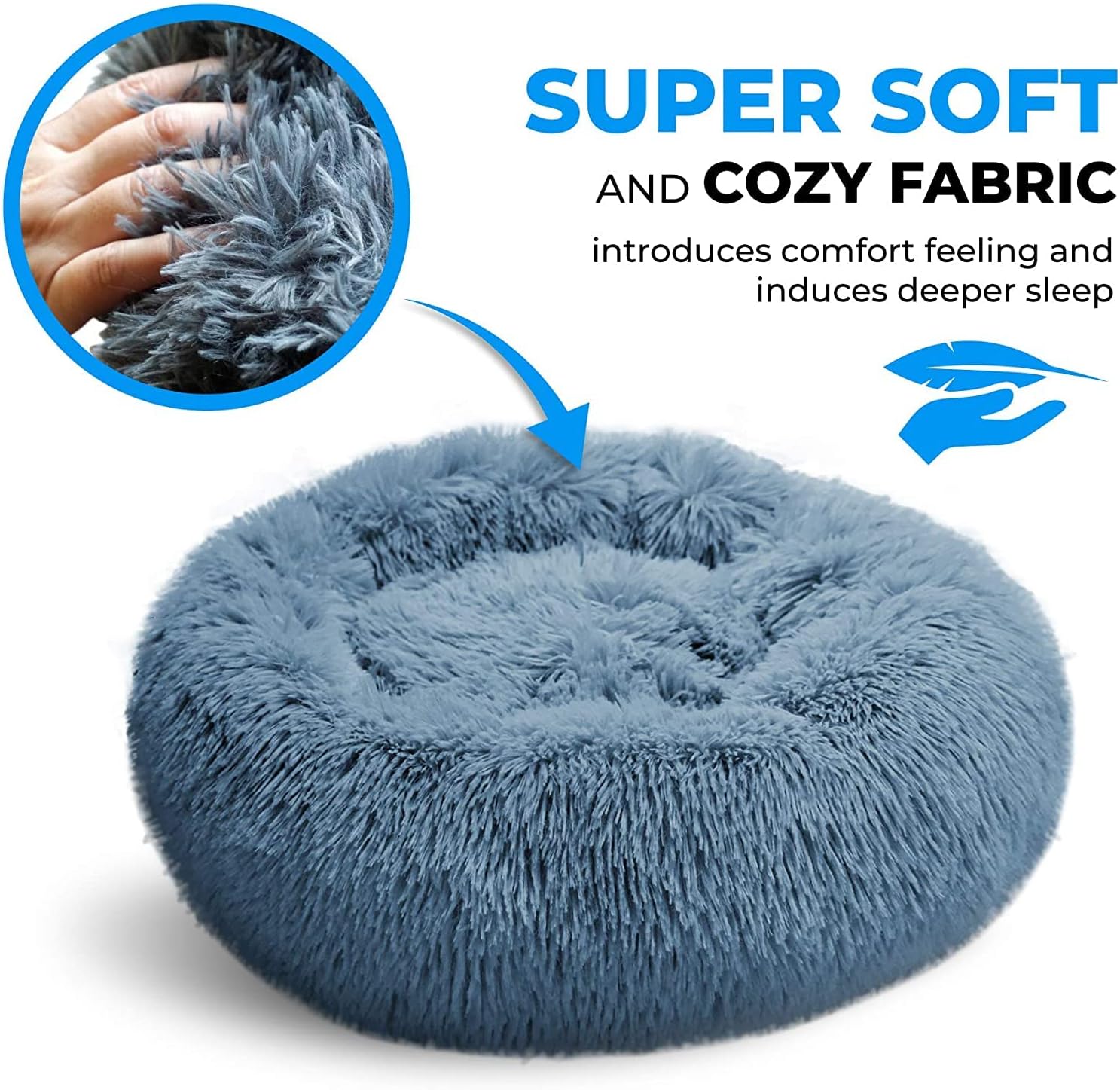 Whiskers & Friends Cat Bed, Cat Beds for Indoor Cats Washable, Orthopedic Soft Fluffy Round Calming Pet Bed for Small to Large Kitty Kittens & Dogs, Small Dog Beds & Furniture - Image 5