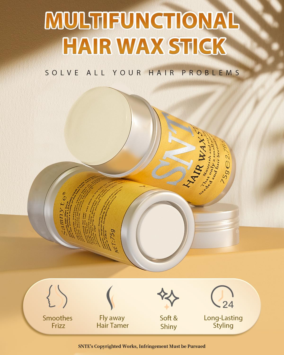 Samnyte Hair Wax Stick, Gel Tamer for Flyaways, Nourishing Slick Stick Pomade for Women & Kids, Slick Back & Styling Cream, Hair Styling Accessories for Teen Girls Gifts, 2.7 Fl Oz | Nourishing, for Women & Kids, Gel Tamer, for Flyaways, Bun Maker, 2.7 Fl Oz - Image 2