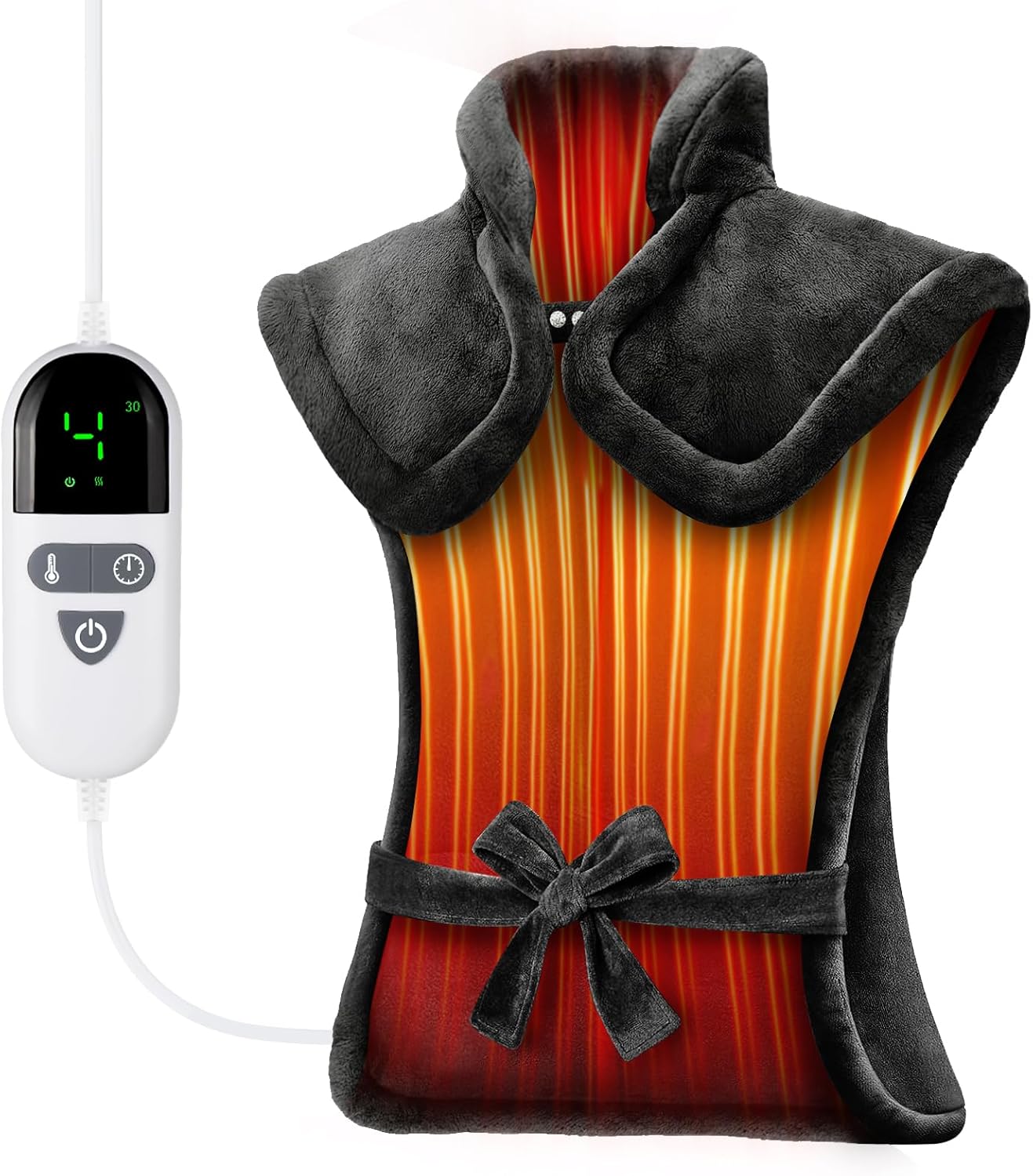 Heating Pad for Back Pain Relief, LANVA Birthday & Mothers Day Gifts for Women Men Mom Dad, Edge Weighted Electric Heat Pad for Neck and Shoulders, 6 Heat Settings, 4 Timer Options, 24"x37", Black