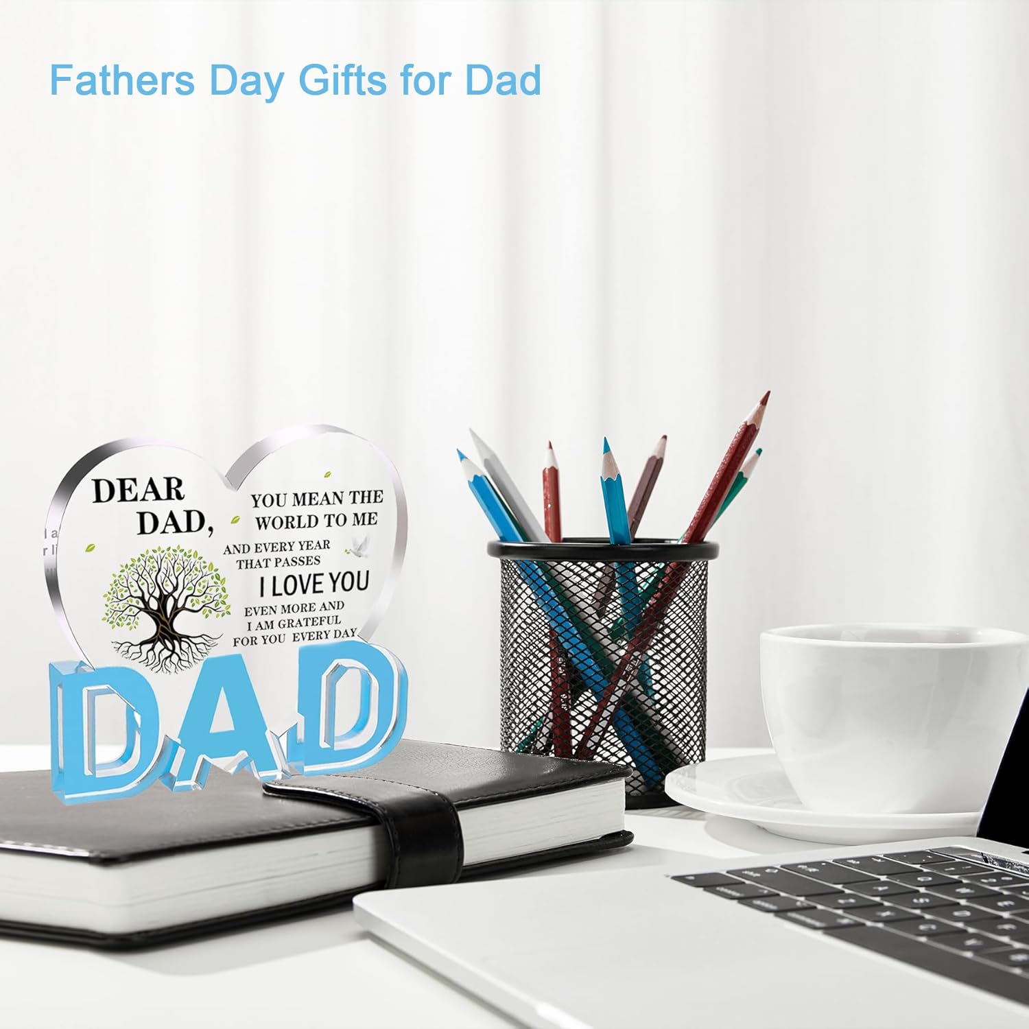 Gifts for Dad, Dad Birthday Gifts - Acrylic Heart Dad Plaque 3.9×3.7inch, Valentines Day Christmas Fathers Day Present for Dad from Daughter Son Wife, Memorial Gifts for Loss of Dad - Image 2