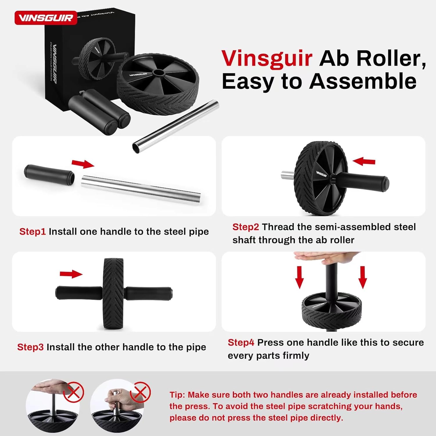 Vinsguir Ab Roller Wheel - Ab Workout Equipment for Abdominal & Core Strength Training, Home Gym Fitness Equipment for Men Women - Image 3