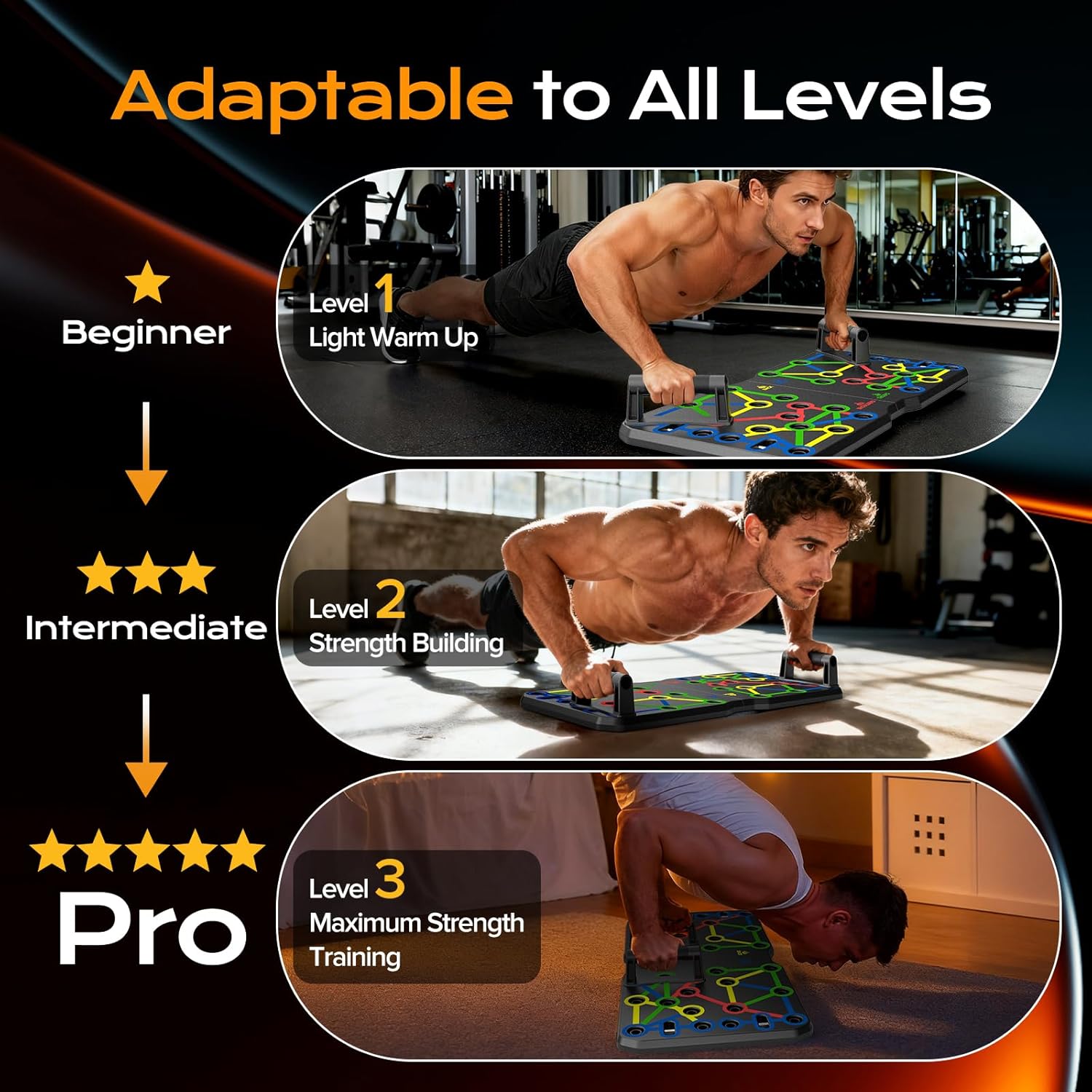 AERLANG Extra Large Push Up Board 26.2" x 13.8", Portable 30-in-2 Workout Set for Push Up, Multi-functional Pushup Stands for Strength Training, Fat Burning Push Up Bar for Home Gym - Image 7