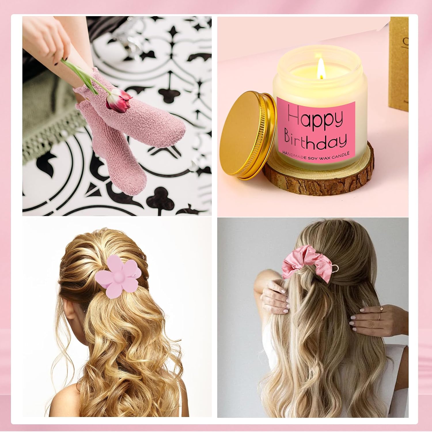 DHQH Birthday Gifts for Teen, Cute Inspirational Gift Daisy Presents Set Ideas for Sister Daughter Friends, Happy Birthday Gift Basket with Ice Glass Cup for Her (Pink) - Image 5