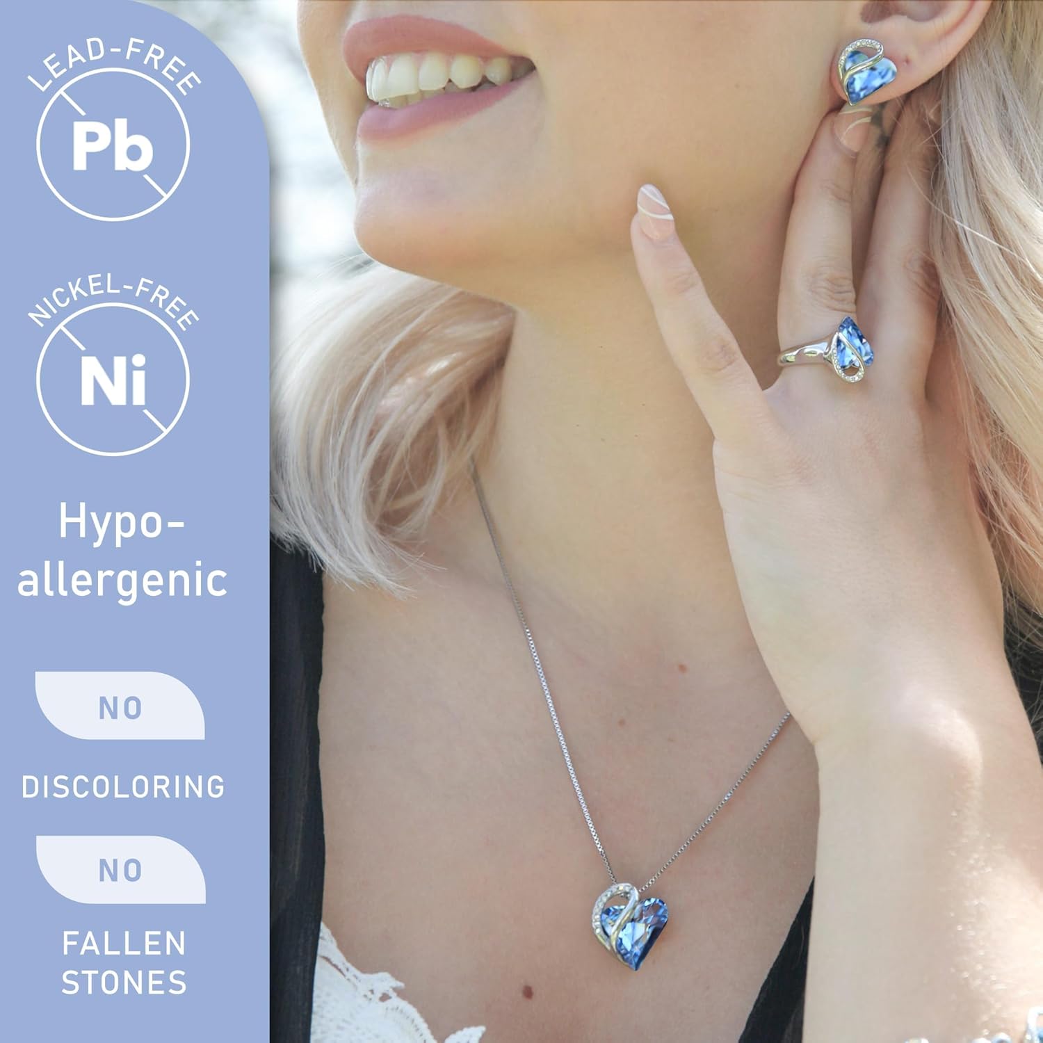 Leafael Gift Necklaces for Women, Infinity Love Birthstone Heart Crystal Pendant, Birthday Anniversary Jewelry for Wife, Mom, and Her, Silver Plated, 18" + 2" Adjustable Chain - Image 2