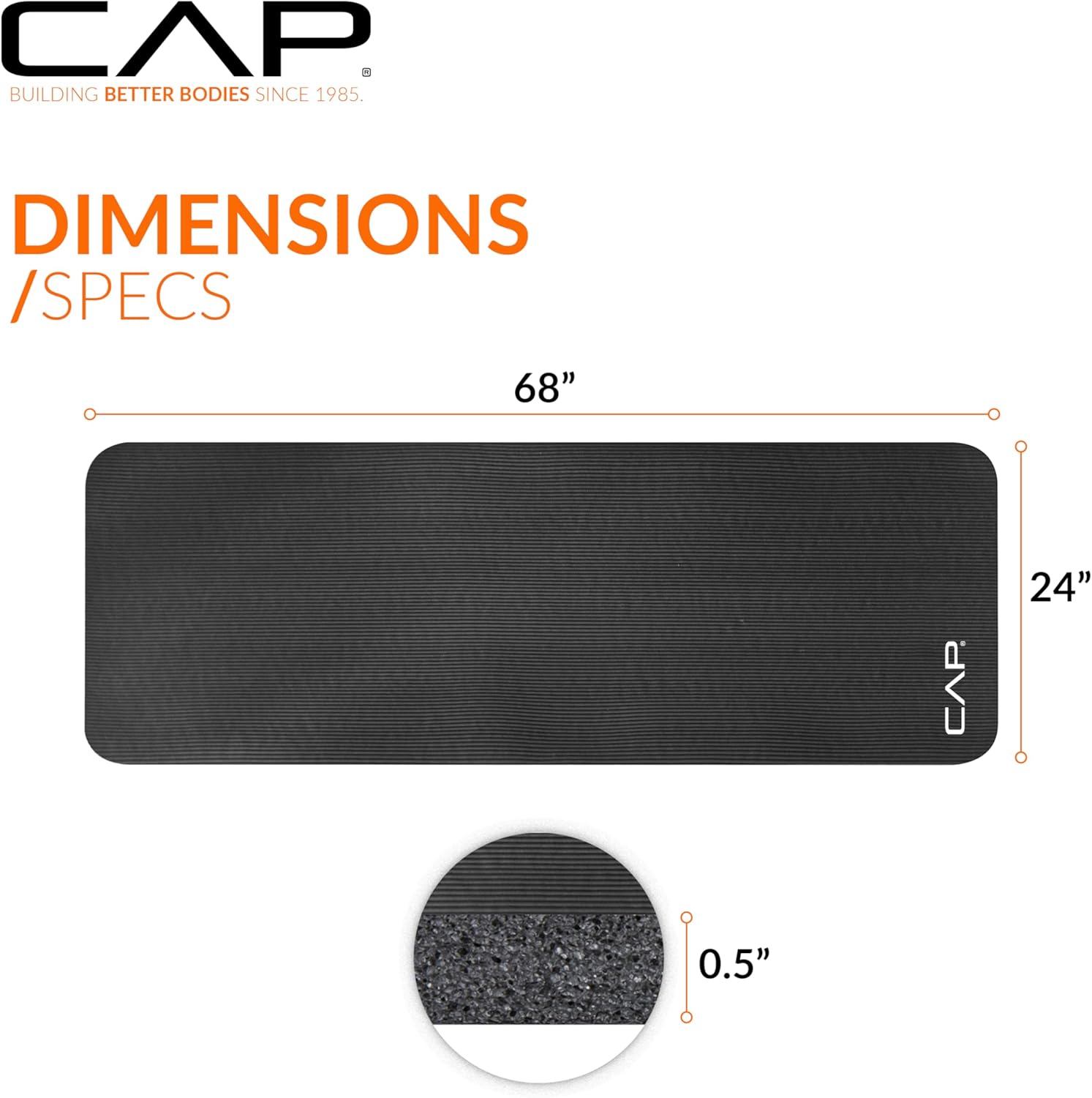 CAP Barbell 1/2-Inch High Density Exercise Yoga Mat with Strap | Multiple Options - Image 4