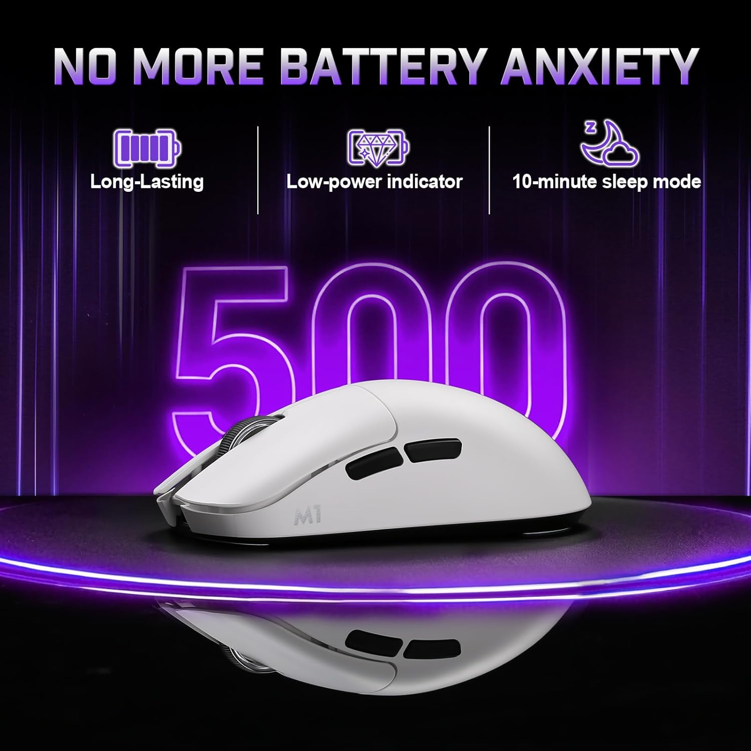 YUNZII M1 Wireless Gaming Mouse, Tri-Mode 2.4G/BT/Wired Gaming Mouse, PAW3311 Sensor 10000 DPI Rechargeable Wireless Mouse with 5 Programmable Buttons, Customizable via Software for Win & Mac (White) - Image 6