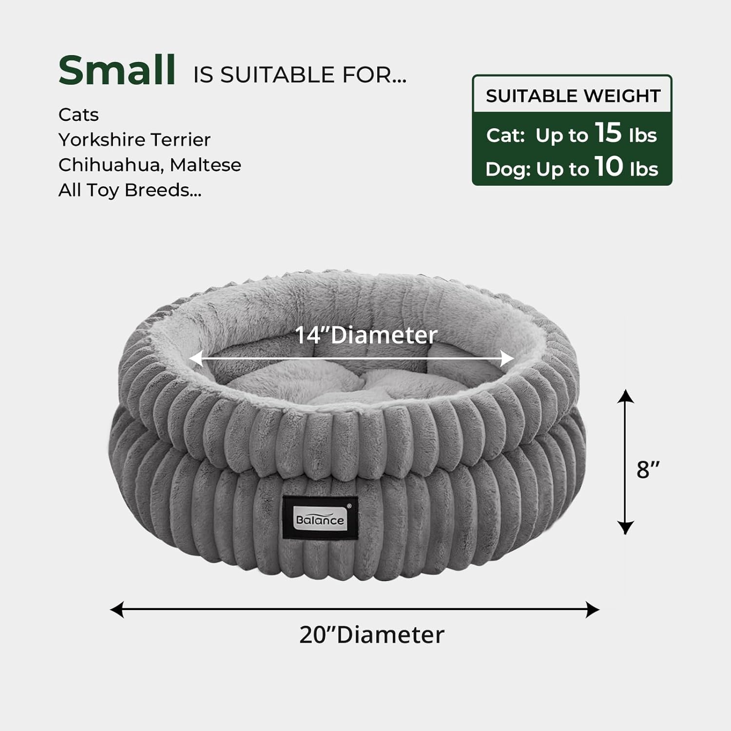BALANCE Cat Bed Kitten Bed, Washable Round Cat Beds for Indoor Cats, Super Soft Plush Faux Fur Pet Bed for Puppy and Kitten with Anti-Slip Bottom - Image 5