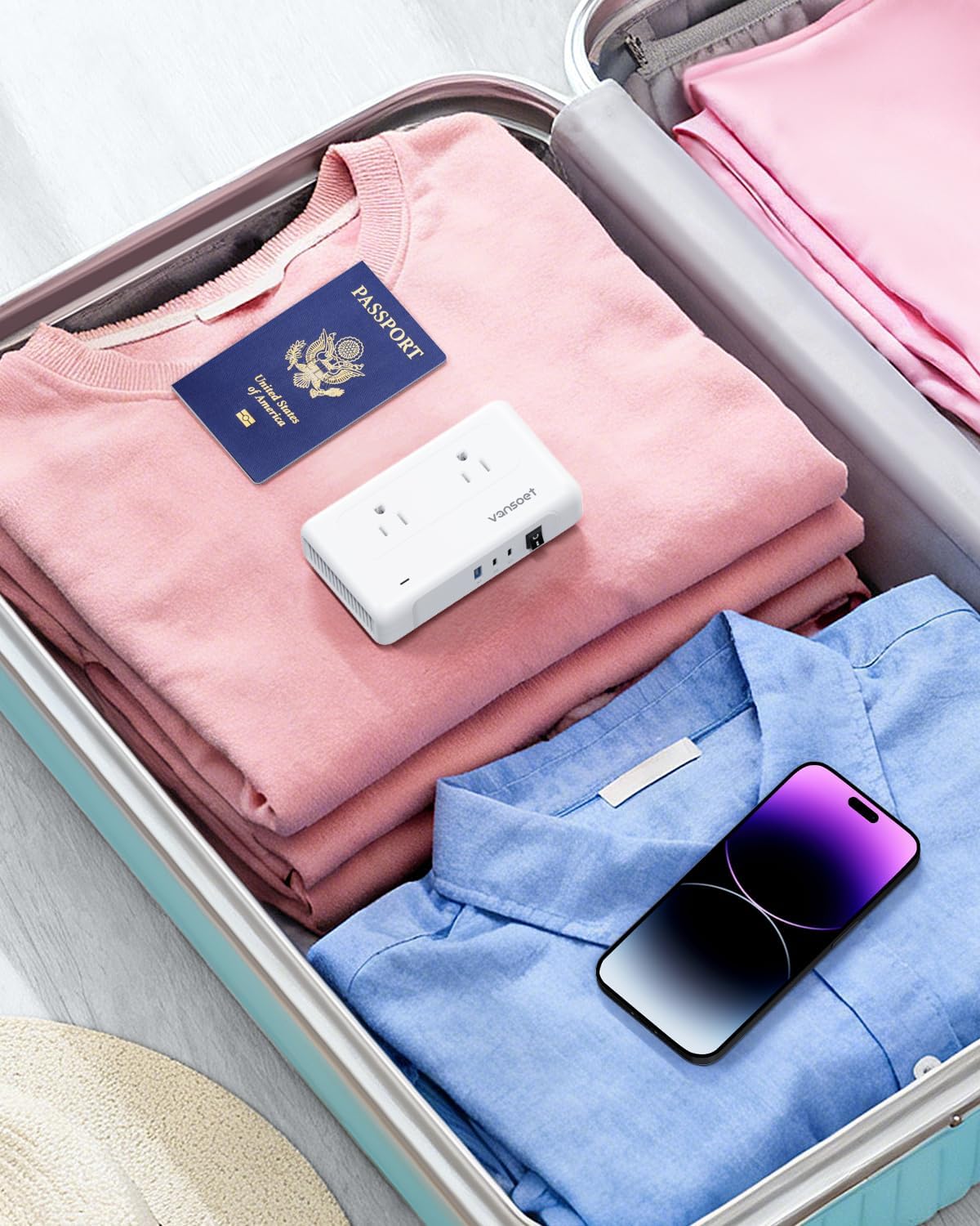 220V to 110V Converter for European Travel, Voltage Converter US to Europe, Universal Travel Adapter with 2 USB C Ports & 1USB-A Port, Power Plug Combo for Curling Iron Hair Straighteners - Image 7
