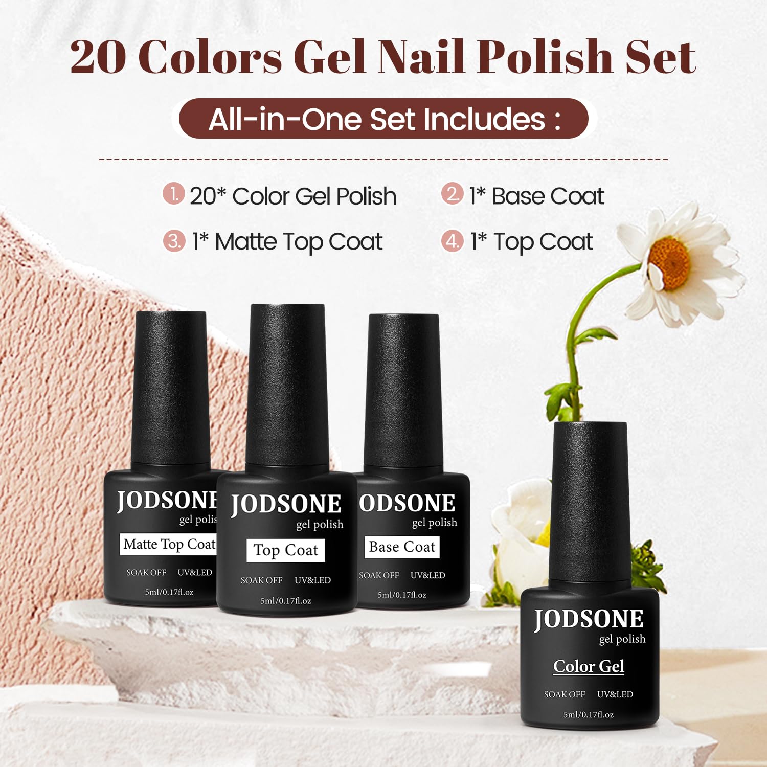 JODSONE 23 PCS Gel Nail Polish Set with Base Glossy and Matte Top Coat Multicolored Gel Nail Long Lasting Suitable for All Seasons - Image 2