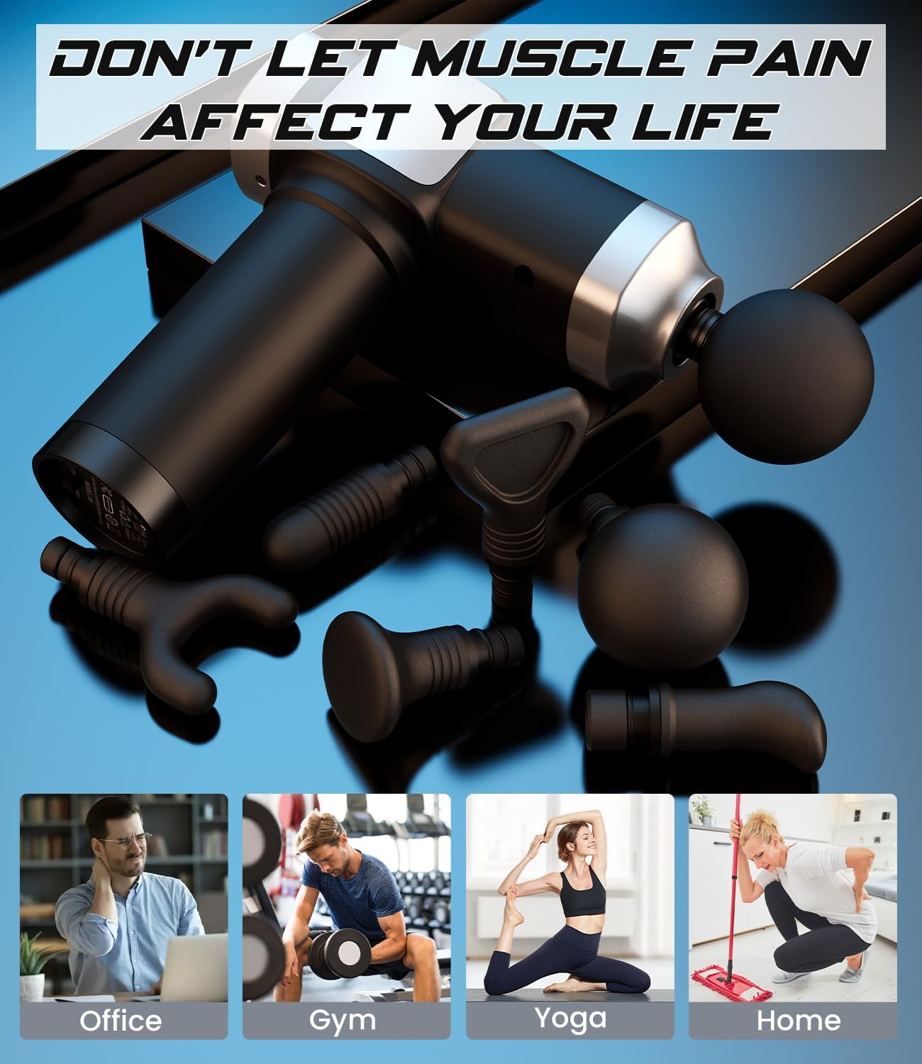 Deep Tissue Massage Gun, Portable Percussion Muscle Massager with 30 Speeds & 6 Attachments, Handheld Electric Back & Neck Massager for Pain Relief - Image 5