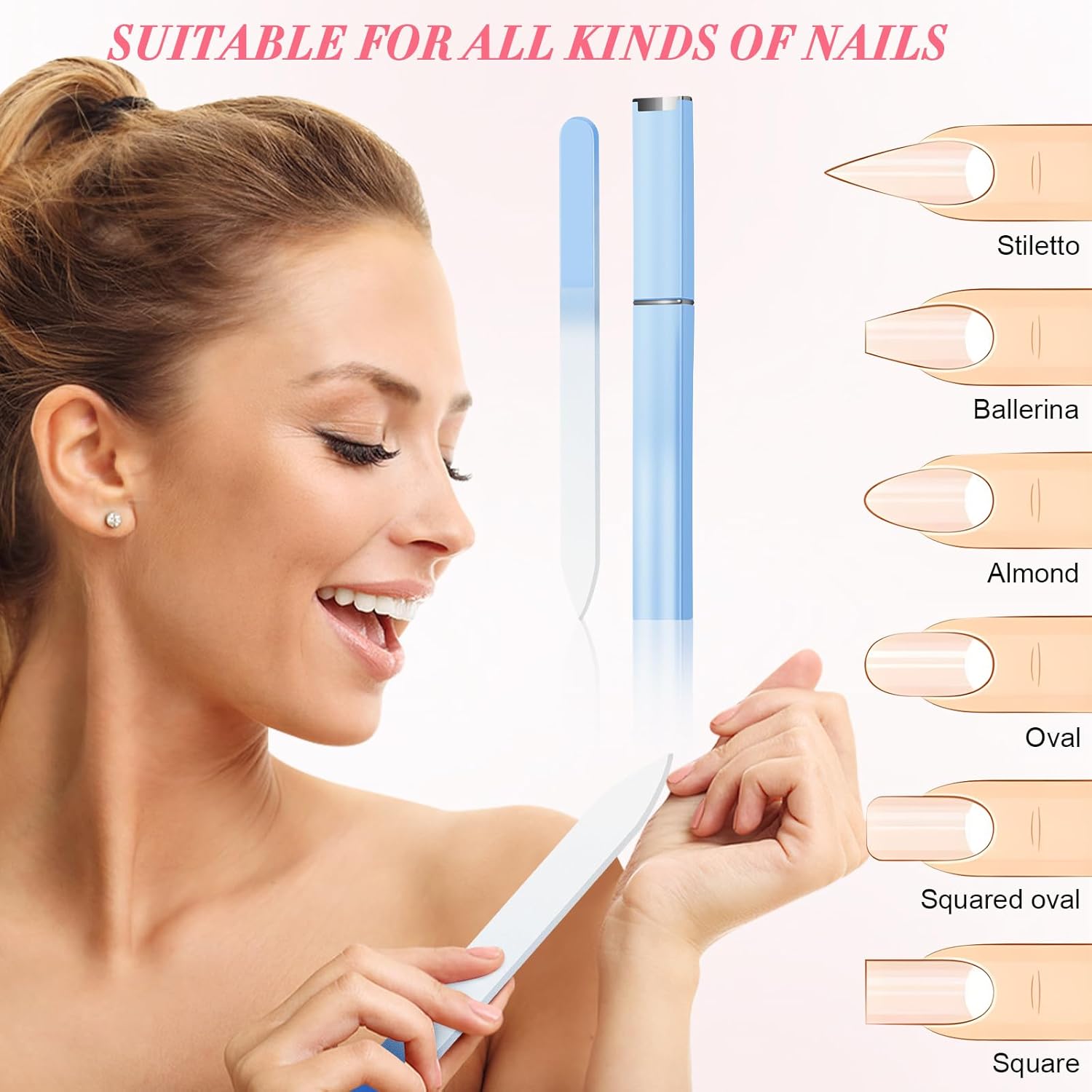 NICEMOVIC 6 Pack Glass Nail File for Natural Nails, Stocking Stuffers for Teen Girls Women Adults, Eater Valentines Birthday Christmas Gifts for Teens Girl Grandkids Mom Wife Her, Nail File and Buffer - Image 2