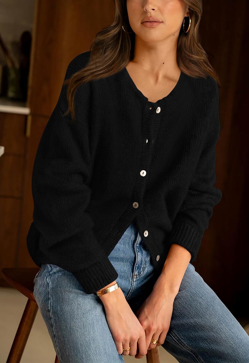 PRETTYGARDEN Long Sleeve Crewneck Button Down Womens Sweaters Spring Open Front Chunky Cardigan Sweaters for Women 2026 - Image 3