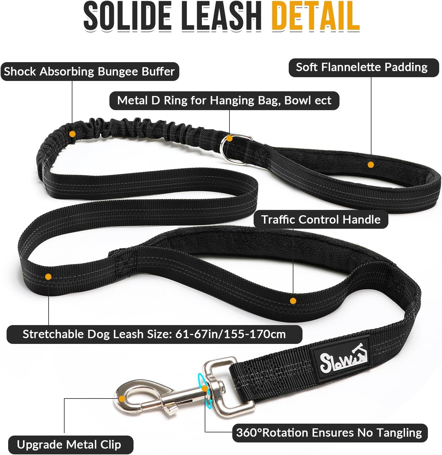 SlowTon No Pull Dog Harness - Heavy Duty Dog Harness and Leash Set for Medium Large Dogs, Reflective Tactical Harness with Soft Padded and Front Clip for Easy Walk and Training (Black L) - Image 4