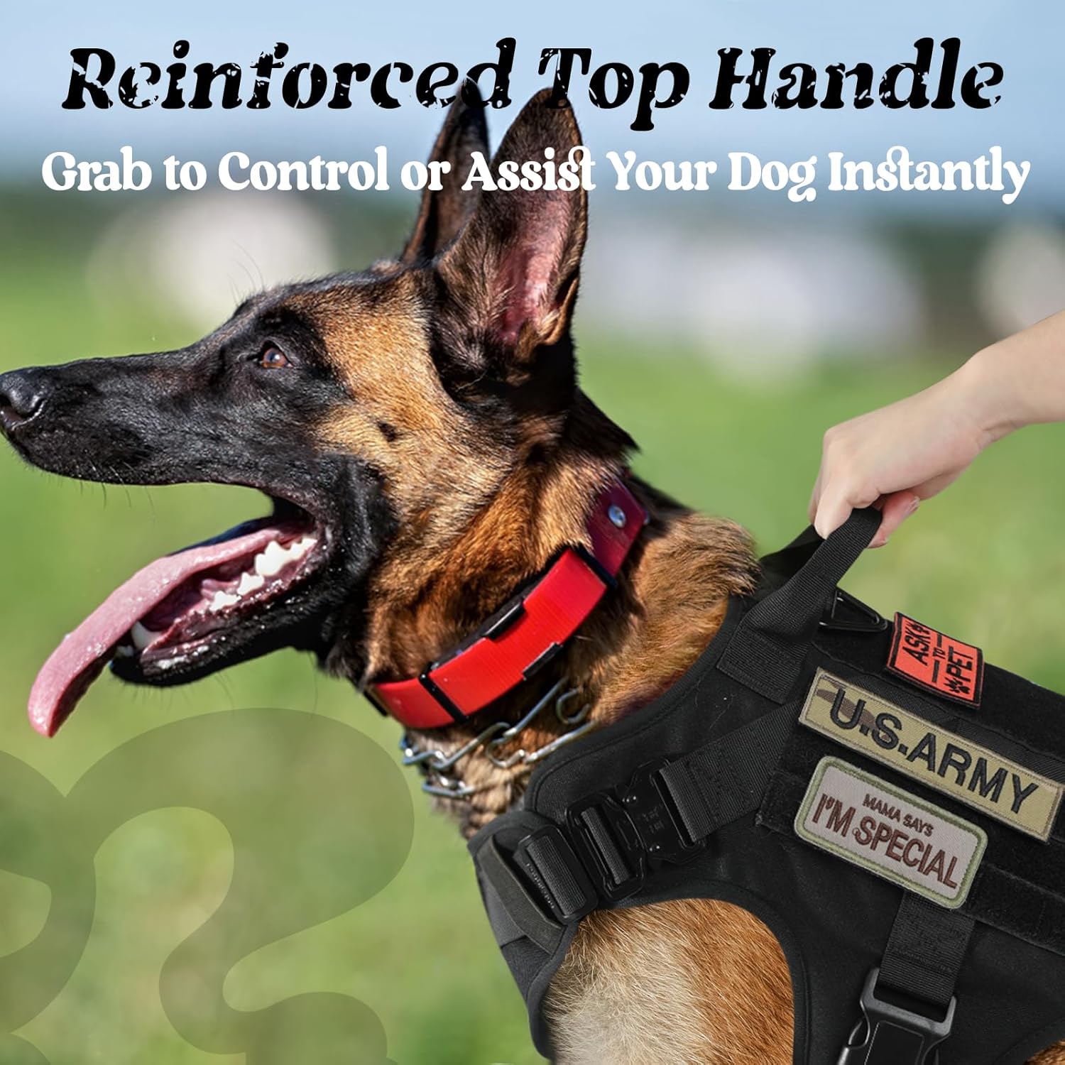 rabbitgoo Tactical Dog Harness for Large, Heavy Duty Pet Harness with Handle, No-Pull Service Vest Large Breed, Adjustable Military Dog Vest for Training Hunting Walking, Black, L - Image 4