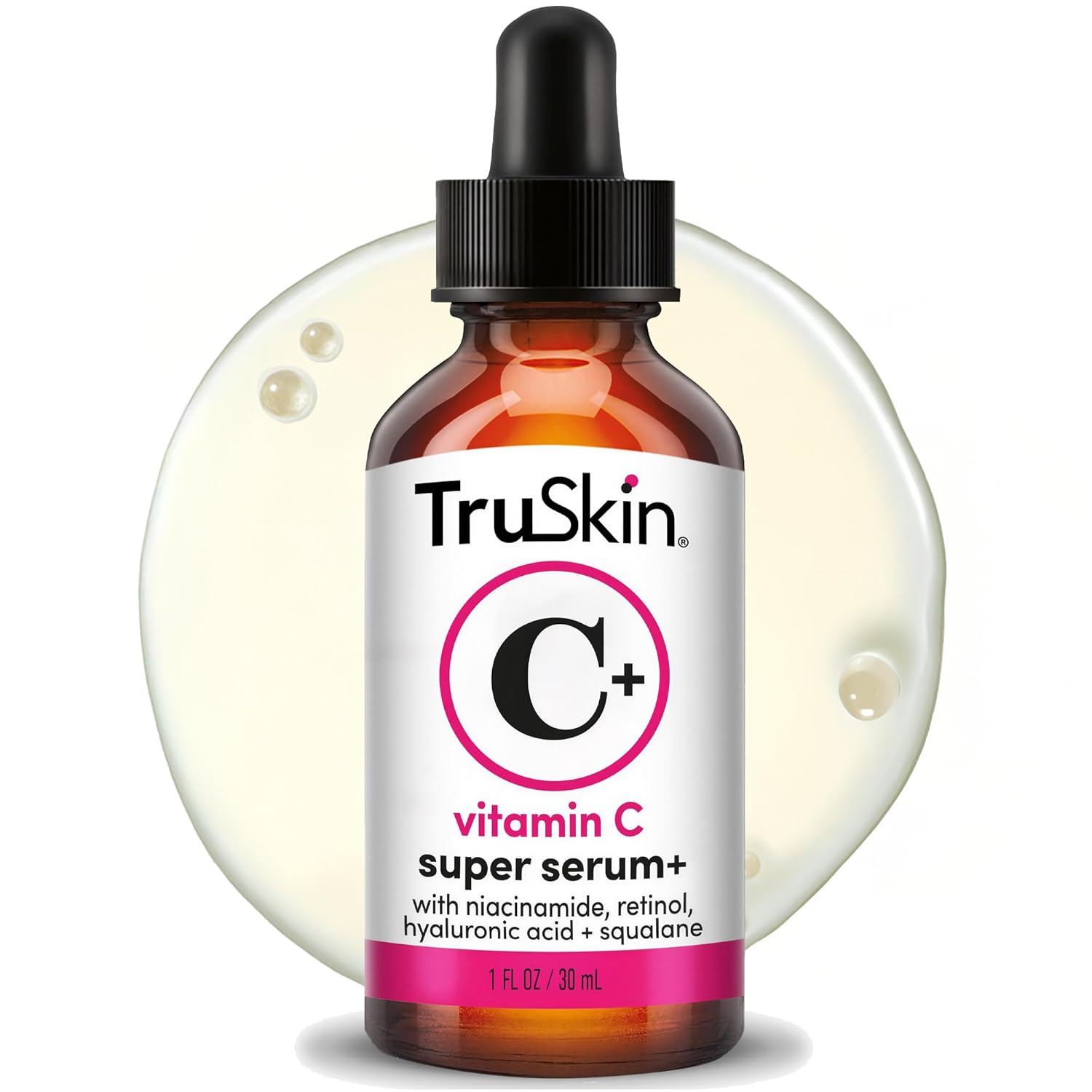 TruSkin Vitamin C Super Serum for Face - Five Skin Benefits in One Serum with Vitamin C, Retinol, Niacinamide, Hyaluronic Acid & Squalane - Brighten, Firm & Smooth the Look of Skin - 1 fl oz