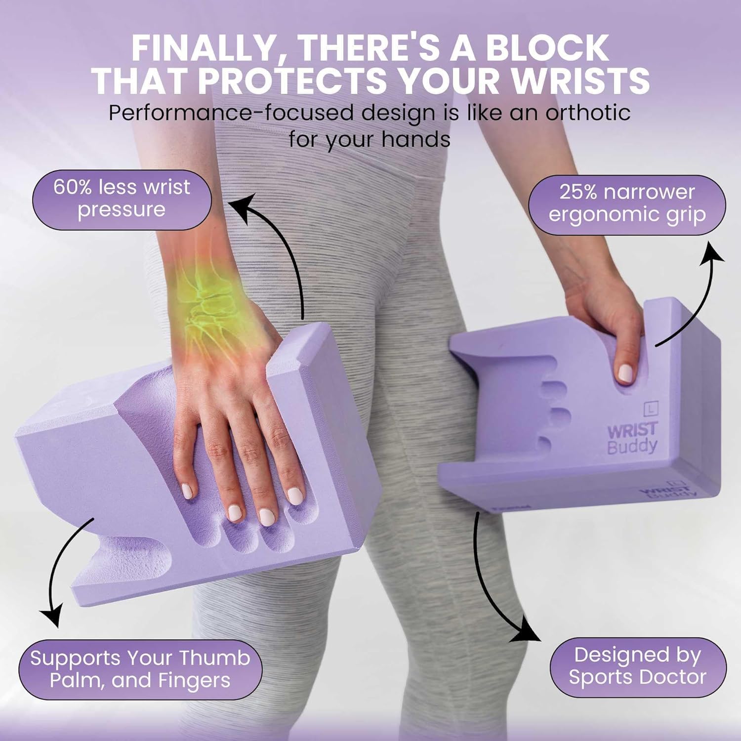 WRISTBuddy® Yoga Blocks 2-Pack (Left + Right) — Ergonomic, Hand-Shaped EVA Blocks for Wrist Relief & Better Grip | Doctor-Designed Support for Yoga, Pilates, Handstands, Push-Ups & Rehab - Image 6