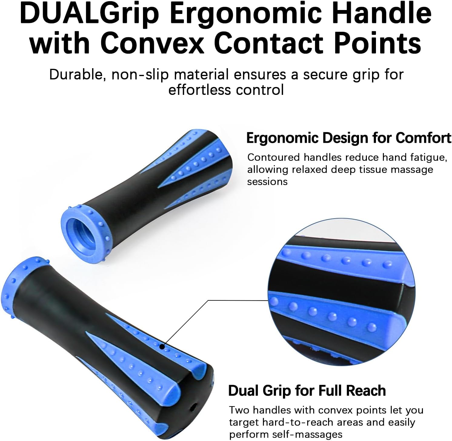 Muscle Roller Massage Roller Stick- Deep Tissue Fascia Blaster for Myofascial Pain Relief, Lymphatic Drainage & Body Sculpting, Handheld Physical Therapy & Recovery Tool (Blue black-18 inch) - Image 5