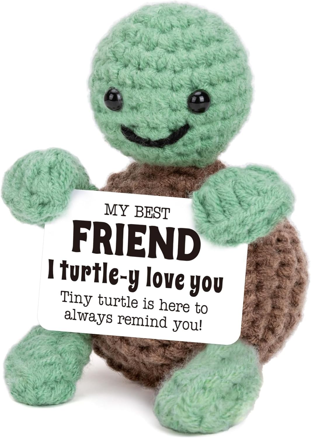 Mini Funny Turtle Best Friend Friendship Gifts for Women Men, Birthday Easter Gifts for Friends Female Male Girls Boys, I Love You Small Cute Stuff Things, Handmade Emotional Positive Crochet Turtle