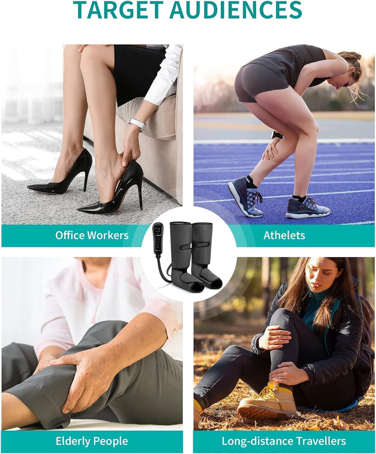 Nekteck Leg Compression Massager for Circulation and Relaxation, FSA Eligible Foot and Calf Massage Machine 2 Modes 3 Intensities with Hand-held Controller for Pain Relief, HSA Adjustable Leg Wraps - Image 7