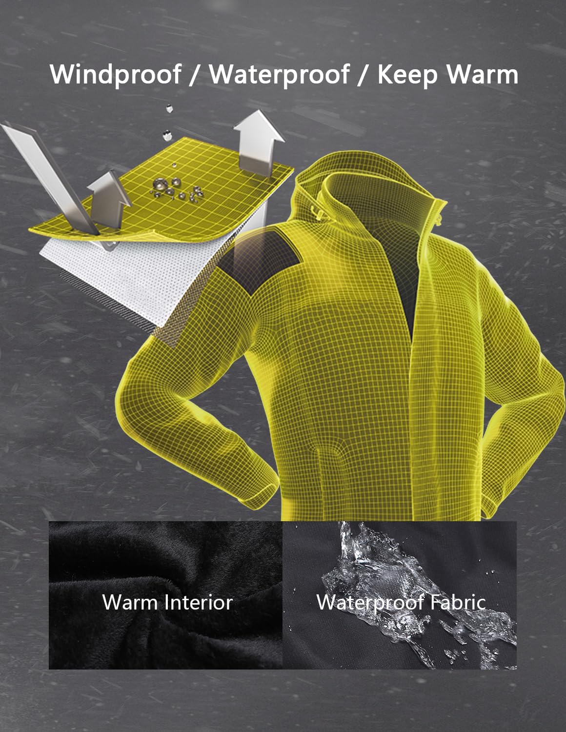 Men's Ski Jacket Warm Winter Snow Coat Waterproof Mountain Windbreaker Snowboarding Jacket Hooded for Hiking Travel - Image 4