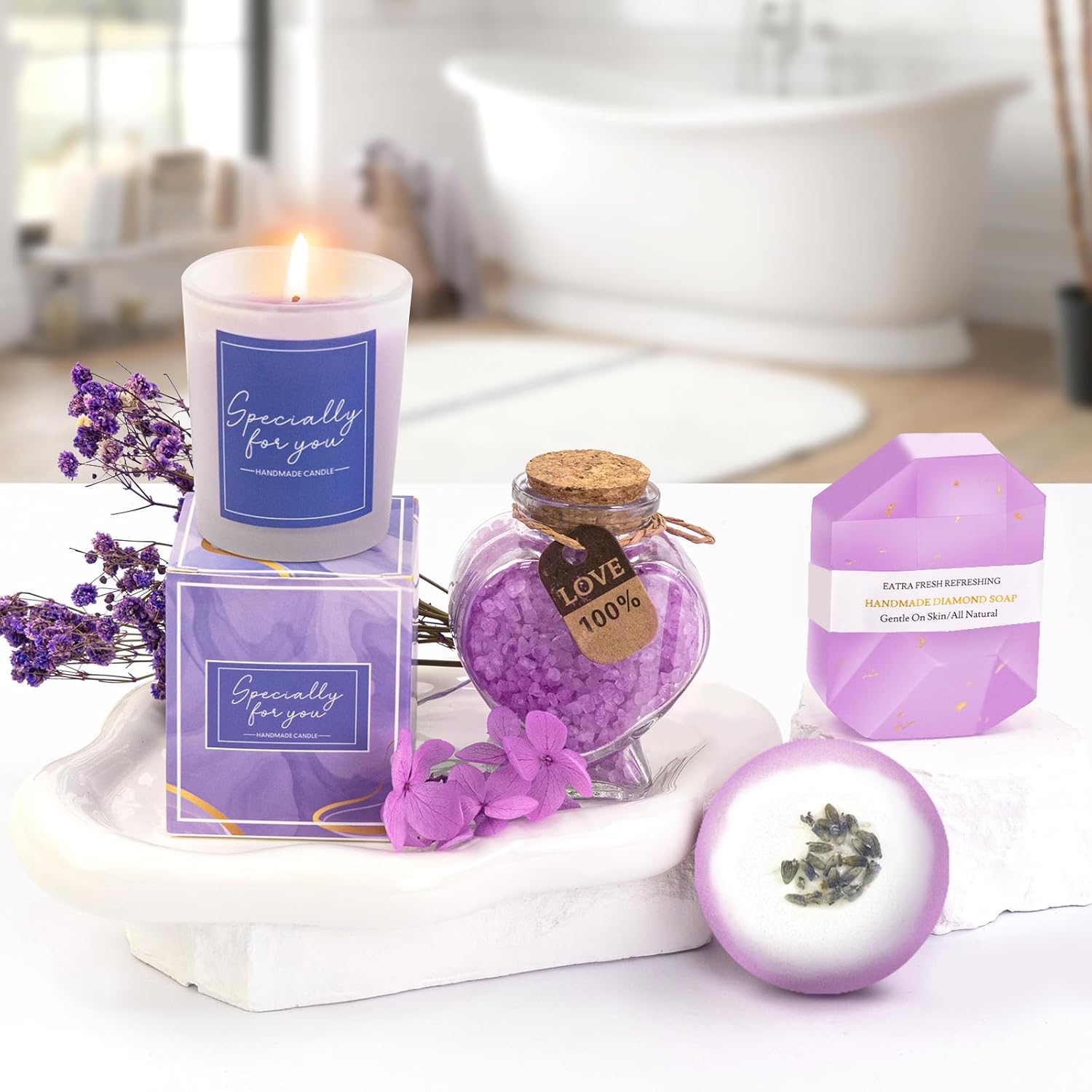 Spa Gifts for Women, Lavender 16 Pcs Valentines Day Gifts for Her Girlfriend Wife Daughter Sister, Self Care Gift Baskets for Women, Thank You, Get Well, Sympathy Inspirational Care Package Spa Basket - Image 3