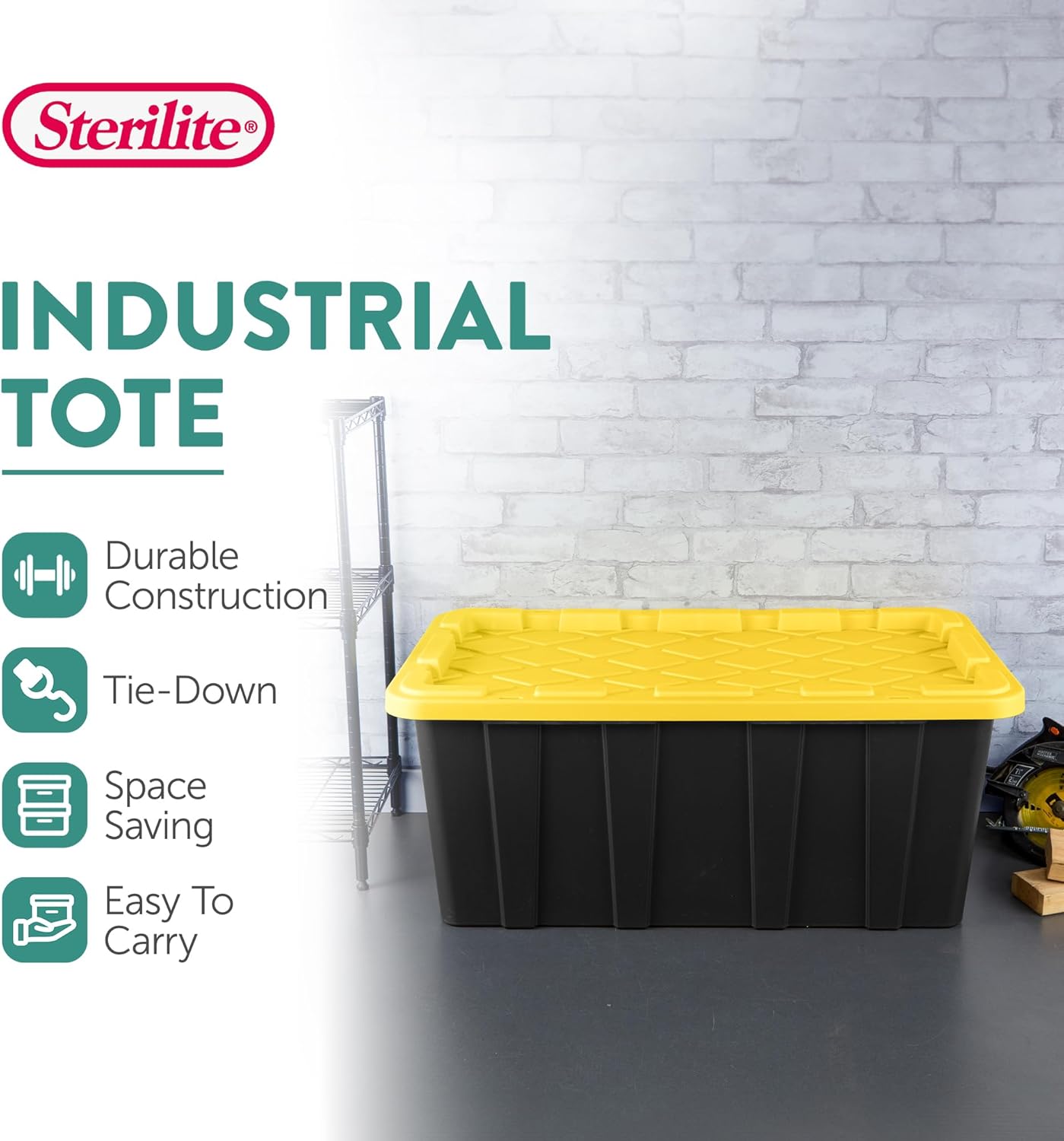 Sterilite 4-Pack Industrial Tote, Plastic Storage Container Bins with Lids, 38 Gallon - Heavy-Duty Organizing Containers for Closet, Bathroom, and Office - Image 4