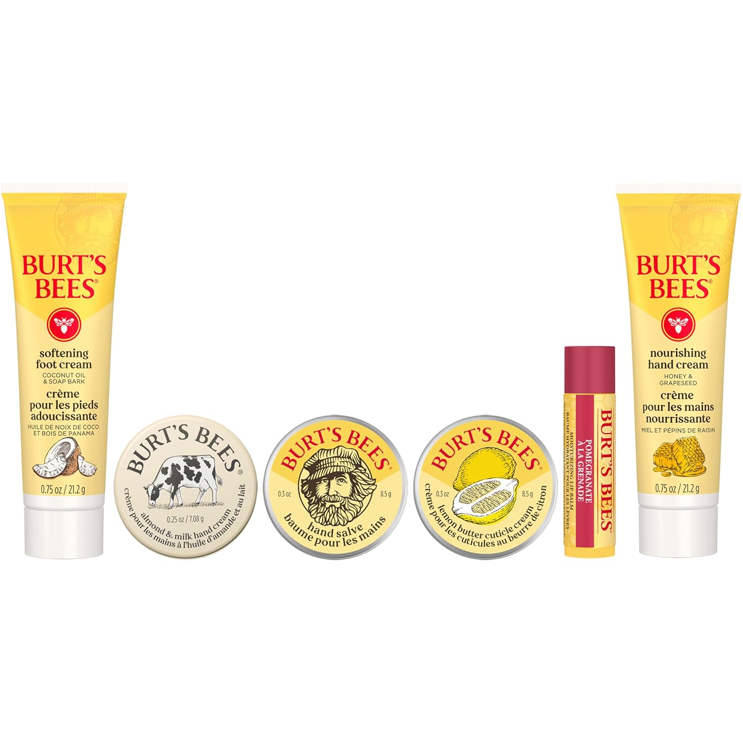 Burt's Bees Gifts Ideas, Tips and Toes Kit, 6 Travel Size Products - Pomegranate Moisturizing Lip Balm, 2 Hand Creams, Foot Cream, Cuticle Cream, and Hand Salve - Image 2