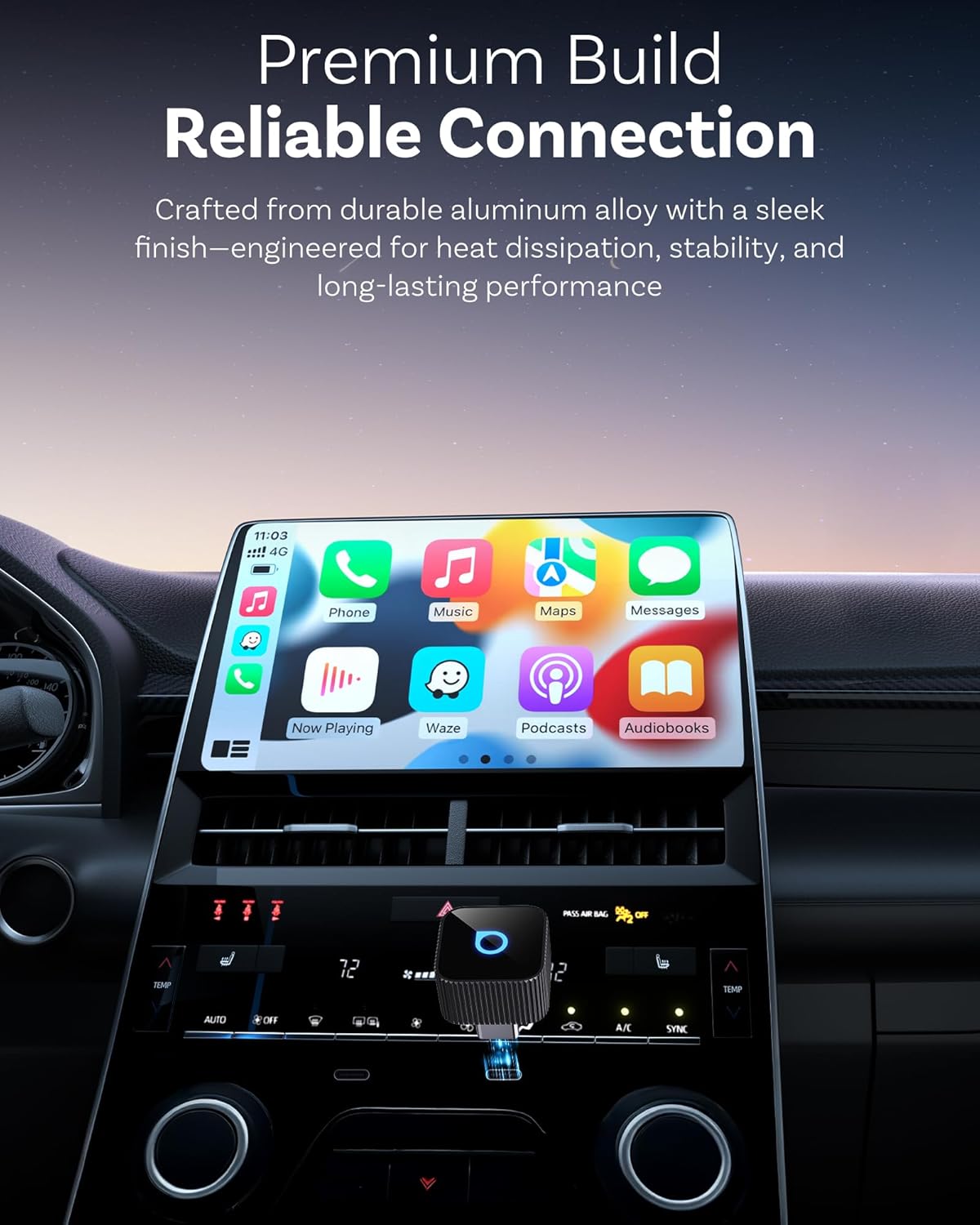 Ottocast Mini Cube 3.0 USB C Wireless CarPlay Adapter, Android Auto Wireless Adapter, Plug & Play with Fast Auto-Reconnect, Mini Car Adapter - Image 3