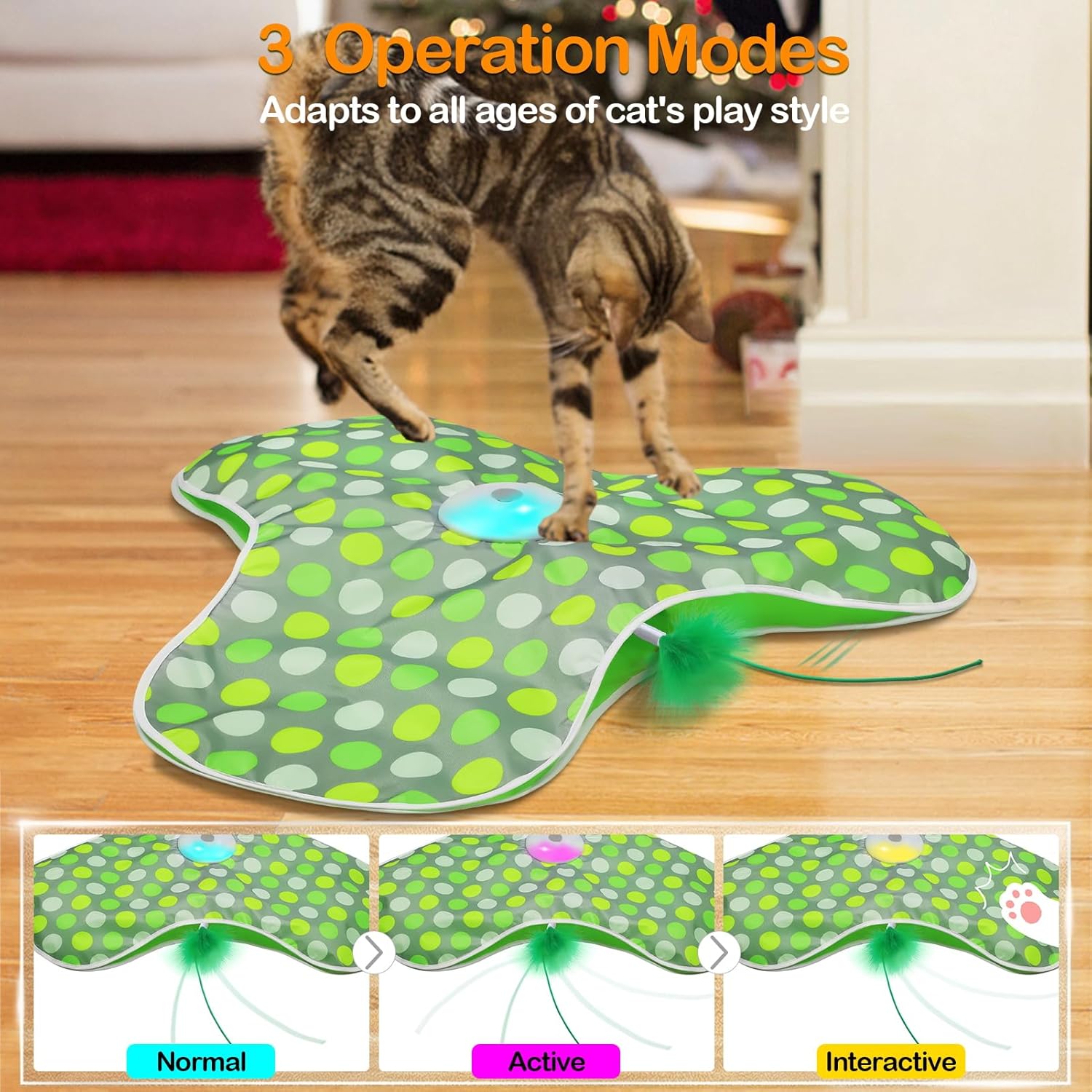 Interactive Cat Toys Rechargeable,Moving Concealed Feathers,Real Mouse Squeaky,Touch Activated Cat Kitten Toy Exercise Toys for Indoor Bored Adult Cats - Image 5