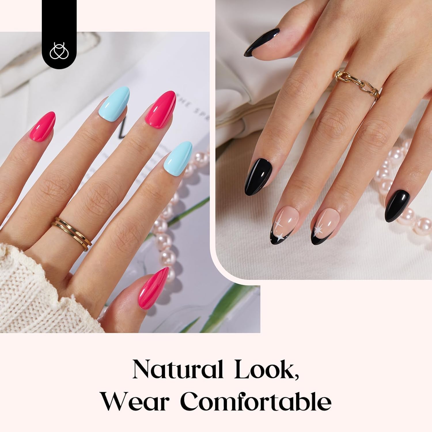Beetles Press on Nails Kit 720Pcs 24 Colors, Short Almond Press on Nails Glossy Matte Glitter With Nail Glue & Nail Tabs Stickers, Natural Fit Lightweight Fake Nails Kit Art For Women Girls - Image 4