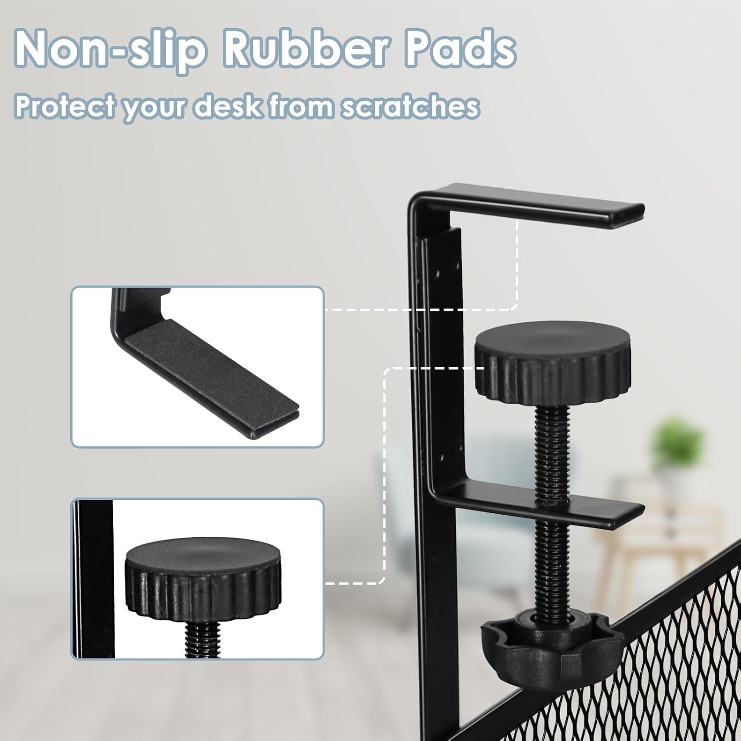 Cable Management, 25'' Cable Management Under Desk No Drill, Metal Cord Organizer with Clamp for Standing Desk, Cable Organizer for Home Office, Black - Image 3