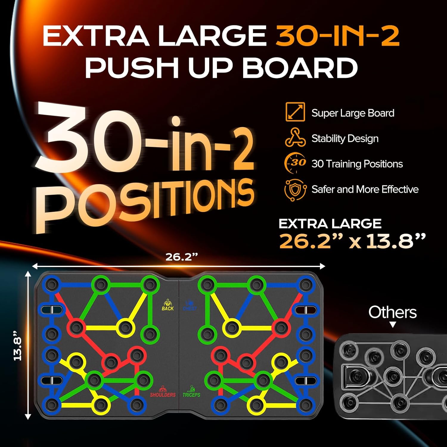 AERLANG Extra Large Push Up Board 26.2" x 13.8", Portable 30-in-2 Workout Set for Push Up, Multi-functional Pushup Stands for Strength Training, Fat Burning Push Up Bar for Home Gym - Image 2
