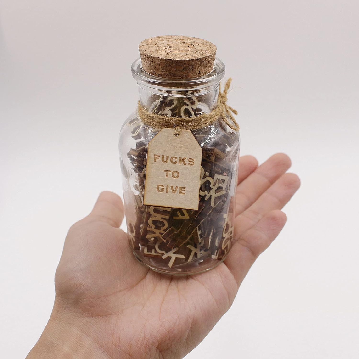 fuck jar(5oz) Gift Jar,Fucks to Give,Fuck Wooden Cutout Letter Piece Bad Mood Vent Spoof Birthday Day,Holiday, Thanksgiving Christmas Gifts to Friend,Gag Funny Gift - Image 6