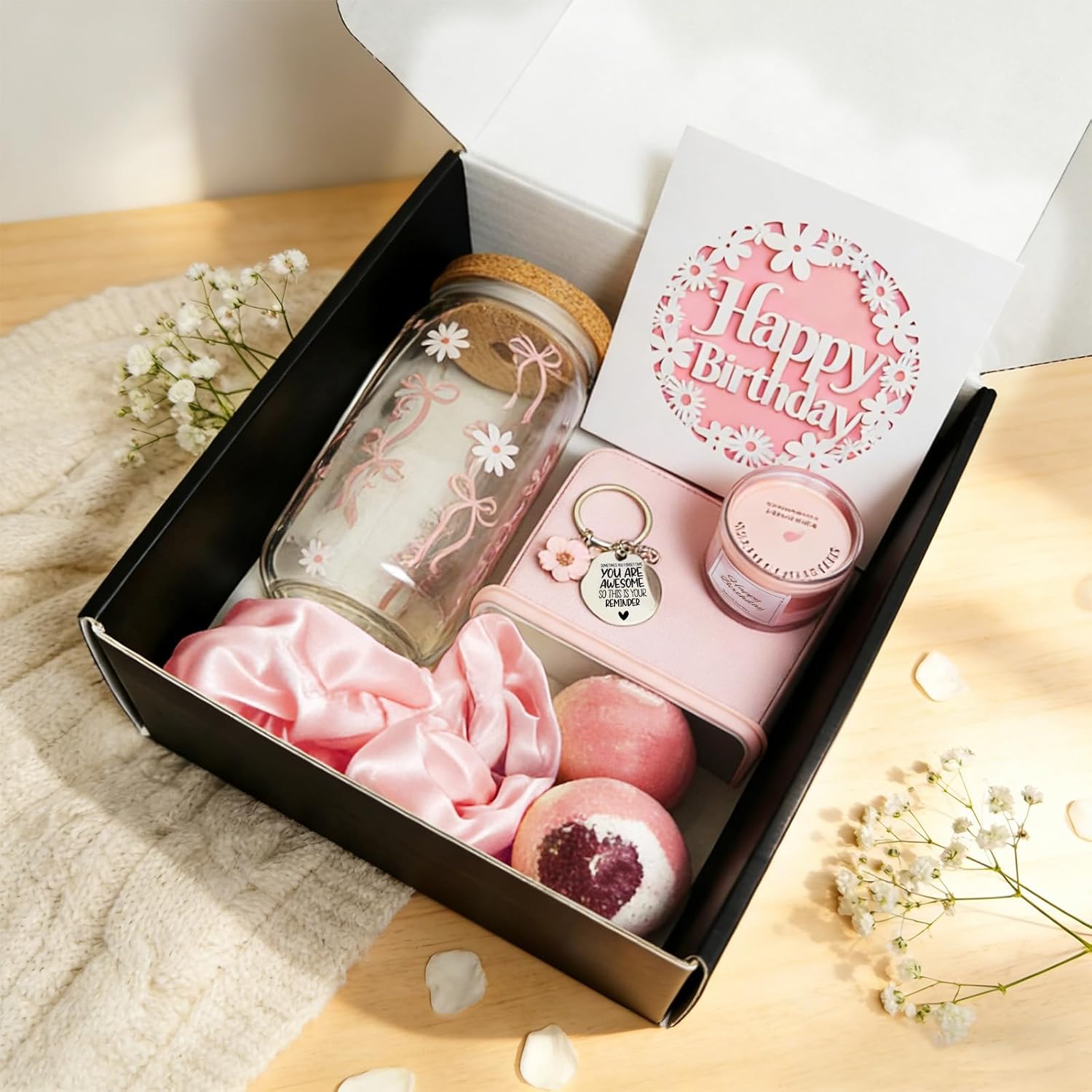 Birthday Gifts For Teen Girl, Happy Birthday Box For Girl, Sister, Daughter, Niece, Friends, Cute Daisy Glass Cups Gift Baskets Set for 12 14 15 16 17 18 19th Girls - Image 4