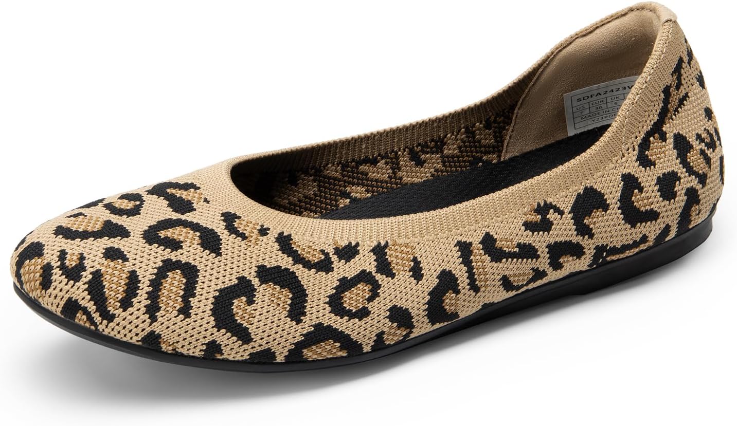 DREAM PAIRS Wide Ballet Flats Shoes for Women, Width Foldable Knit Women's Flats with Arch Support, Comfortable Shoes for Women Dressy Casual Work Office