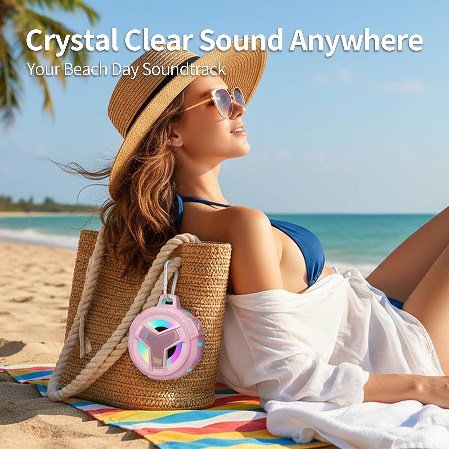EBODA Bluetooth Shower Speaker, IP67 Waterproof Portable Wireless Small Speakers, Floating, 24H Playtime for Home, Beach, Pool, Kayak, Hiking, Boat Accessories, Gifts for Women, Girls - Pink - Image 5