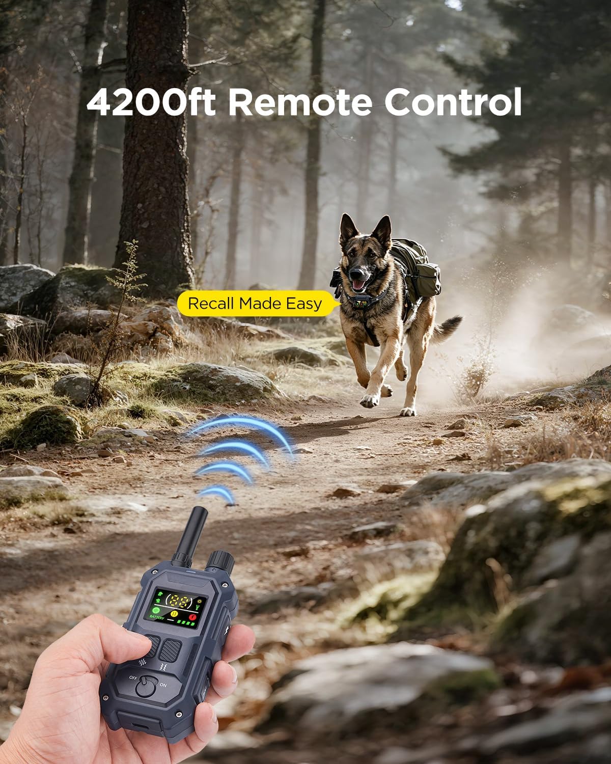 BLACKDOG Military Dog Shock Collar - 4200ft Dog Training Collar with Remote, 4 Training Modes, Flashlight & Strobe, 3-Month Battery, IP67 Waterproof Dog E Collar for All Breeds 5-150lbs (Dark Blue) - Image 6