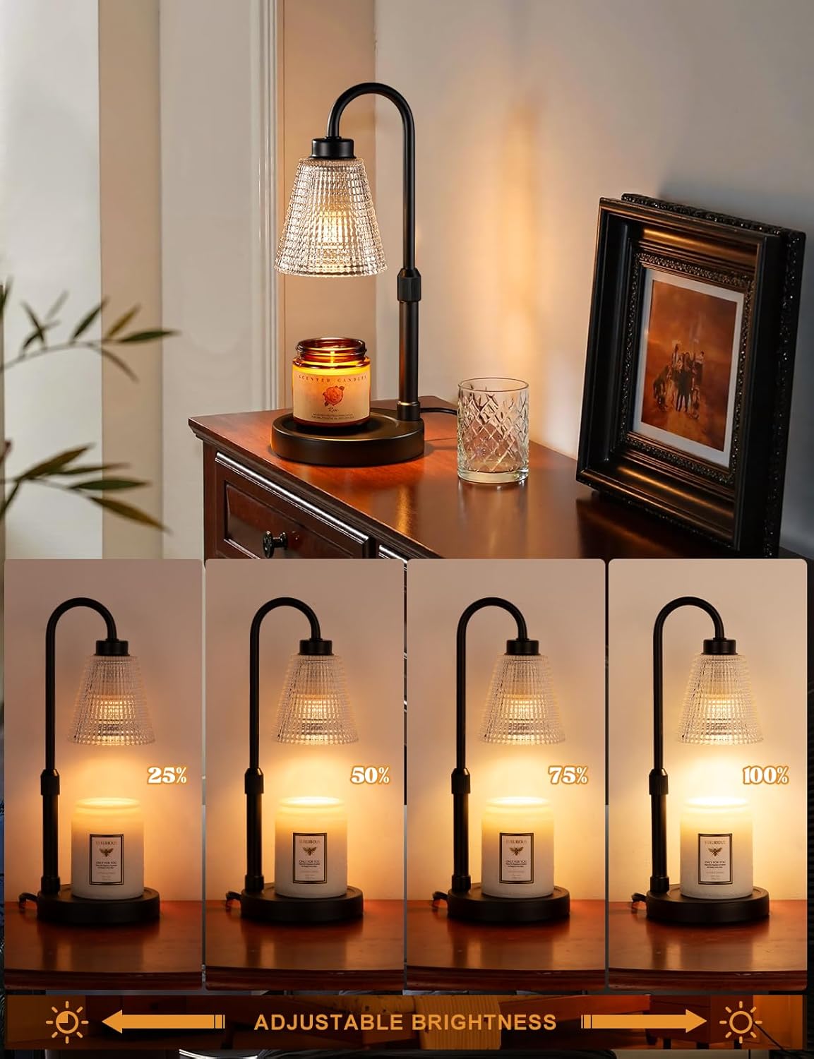 Innqoo Candle Warmer Lamp with Timer, Dimmable Candle Warmer for Jar Candles, Height Adjustable Wax Melts Warmer, Birthday Gifts for Women Mom, House Warming Gifts New Home Decor - Image 3