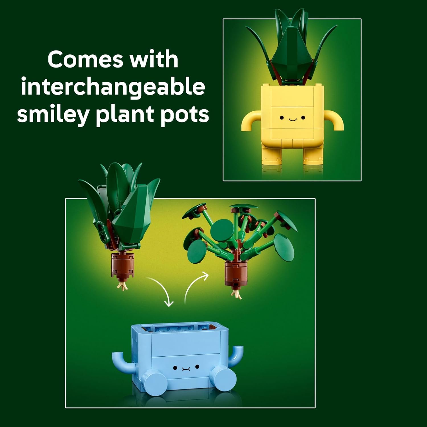 LEGO Botanicals Happy Plants Building Toy for Kids, Girls, and Boys 9+ - Playroom Decor for Desk or Shelf - Birthday Gift Idea for Young Gardeners - Artificial Indoor Plant for Play & Display - 10349 - Image 5