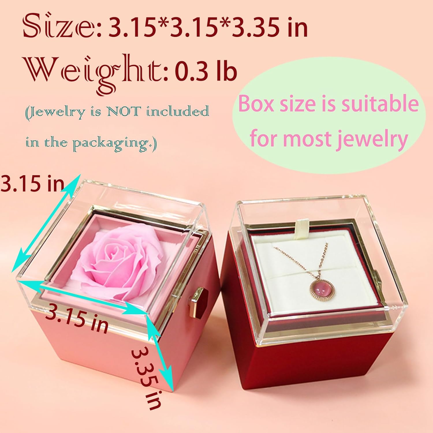 Romantic Gifts for Her Rose Ring Box Jewelry Box Artificial Flowers Eternal Rose Box Anniversary Wedding Valentines Day Christmas Birthday Thanksgiving Gifts for Mom Wife Girlfriend Women - Image 3