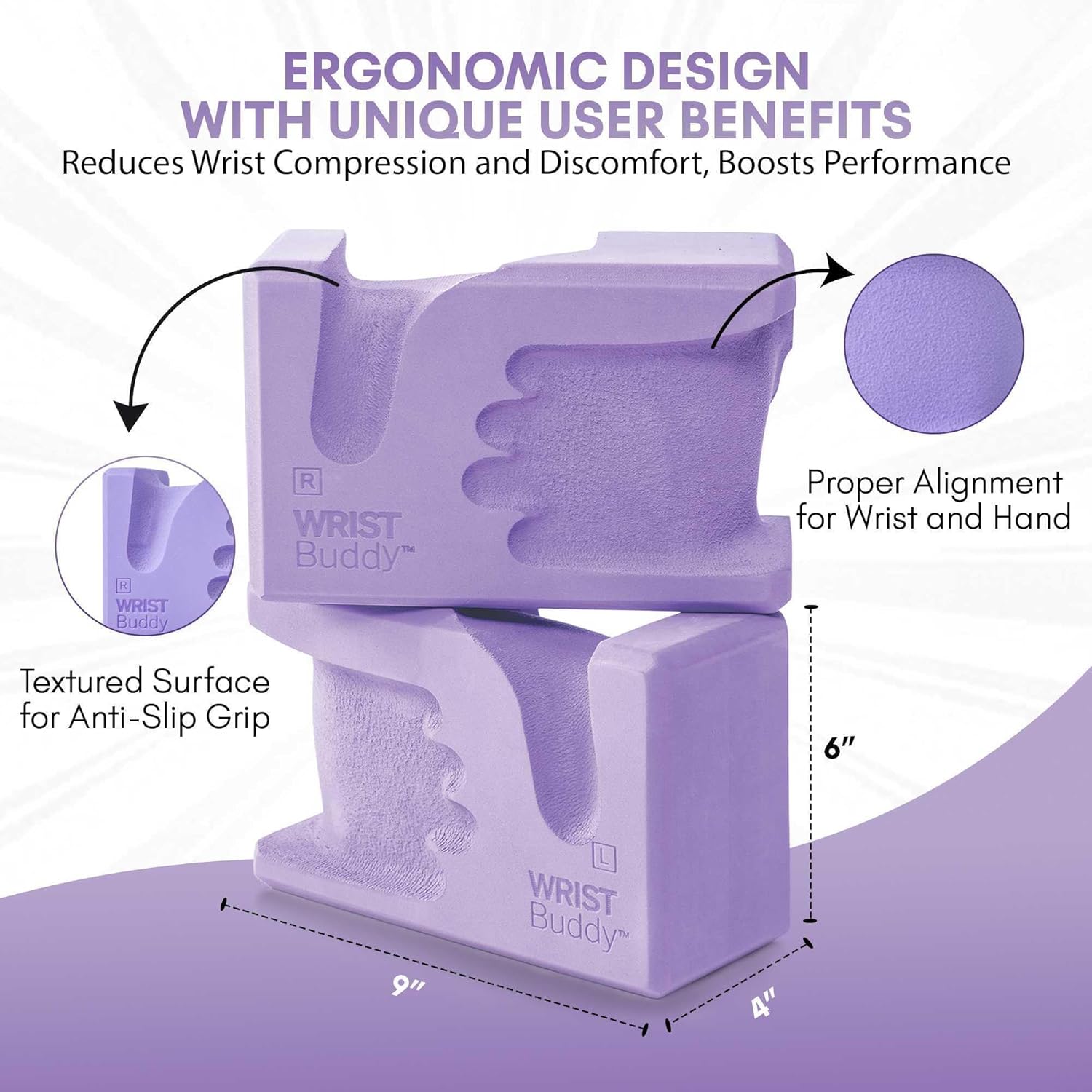WRISTBuddy® Yoga Blocks 2-Pack (Left + Right) — Ergonomic, Hand-Shaped EVA Blocks for Wrist Relief & Better Grip | Doctor-Designed Support for Yoga, Pilates, Handstands, Push-Ups & Rehab - Image 5