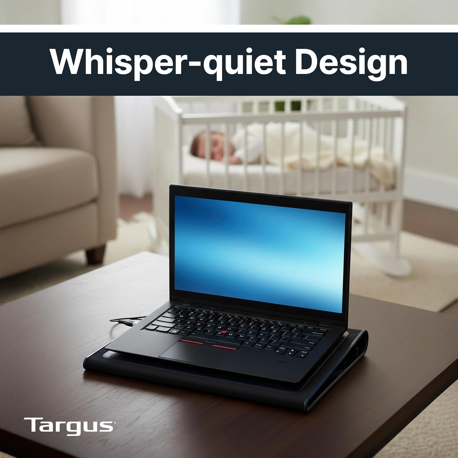 Targus 17 Inch Dual Fan Lap Chill Mat - Soft Neoprene Laptop Cooling Pad for Heat Protection, Fits Most 17" Laptops and Smaller - USB-A Connected Dual Fans for Heat Dispersion (AWE55US) - Image 7