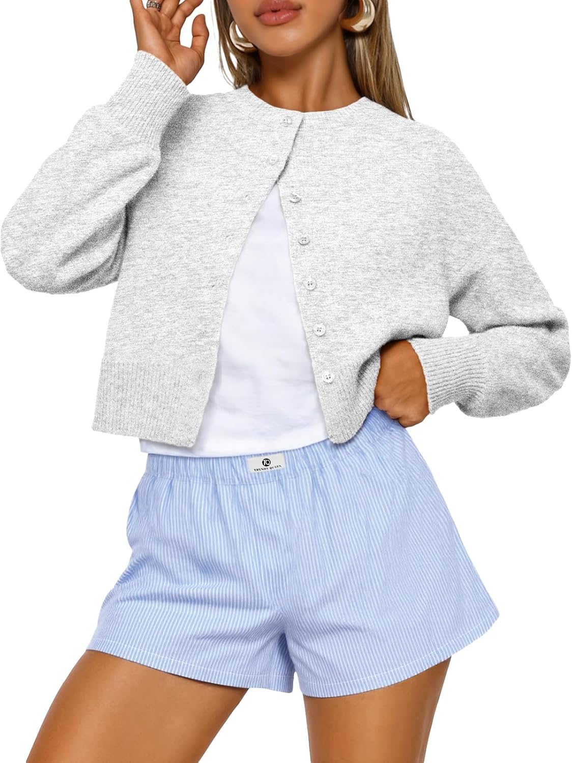 Trendy Queen Cropped Cardigan Sweaters for Women Lightweight Y2k Fall Outfits Spring Fashion Clothes 2026