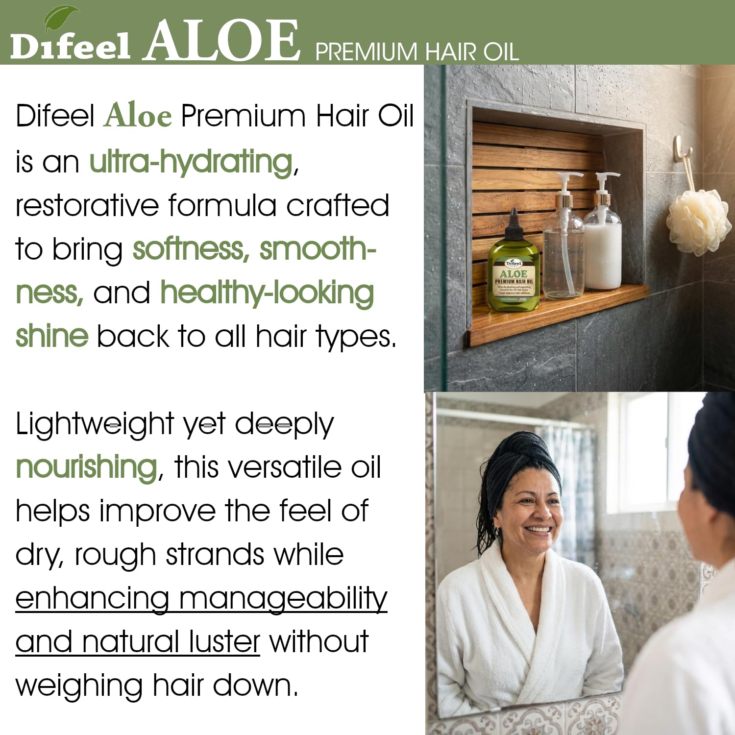 Difeel Aloe Premium Hair Oil 7.1 Ounces - Ultra Hydrating Aloe Vera Hair Oil for Natural Hair, Ideal for All Hair Types, Improves Softness, Smoothness & Shine - Image 4