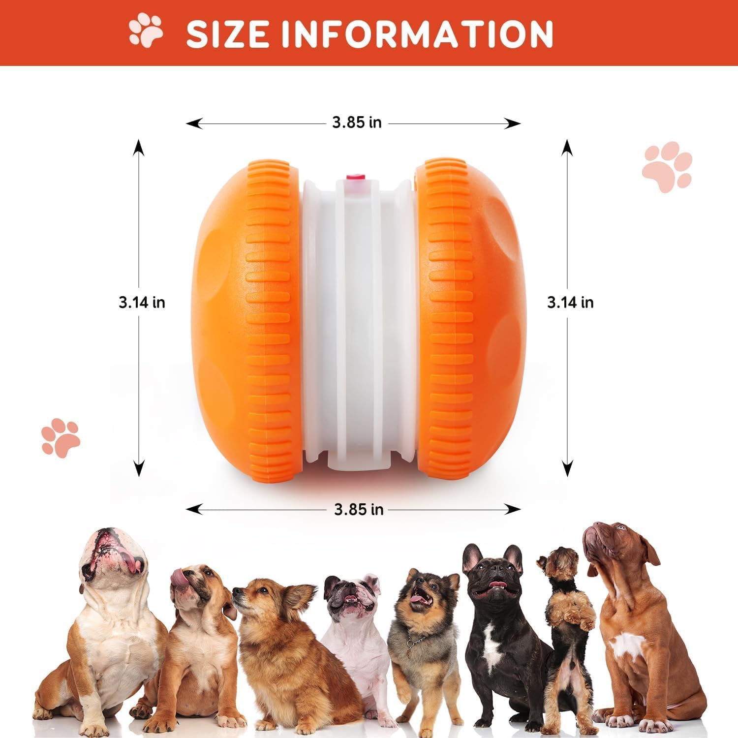 Interactive Dog Toys, Random Path Electric Automatic Moving and Rolling Dogs Toy with Rope for Small Medium Large Dogs, Motion-Activated Dog Stimulation Toy for Boredom Relief (Orange) - Image 8