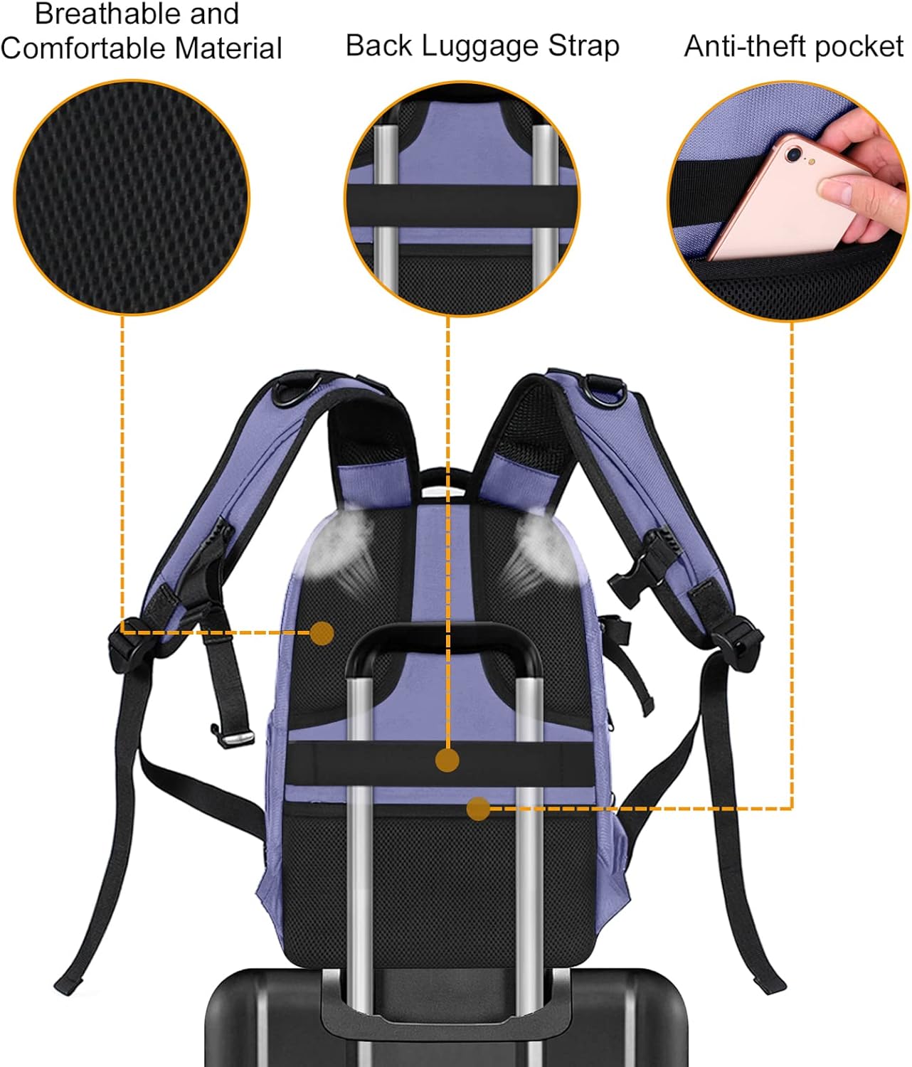 MOSISO Camera Backpack, DSLR/SLR/Mirrorless Photography Camera Bag 15-16 inch Waterproof Hardshell Case with Tripod Holder&Laptop Compartment Compatible with Canon/Nikon/Sony, Lavender Gray - Image 7