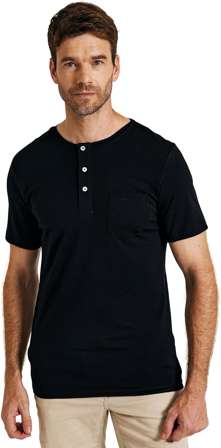 METARINO Men's Merino Wool Henley T-Shirt Short Sleeve Button Casual Shirts Athletic Tee Shirt Tops